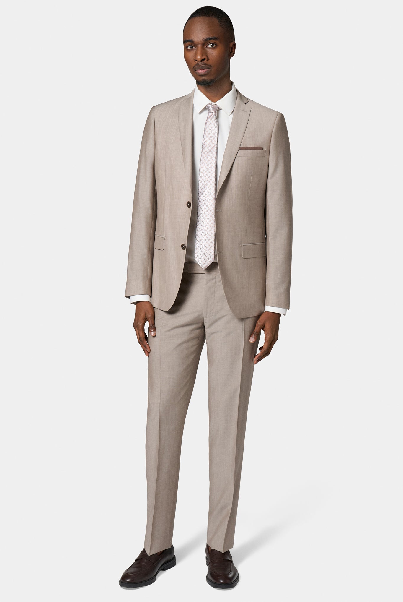 Costume en laine et mohair Jerem, col cranté à boutonnière et pin's, col cranté, entièrement doublée