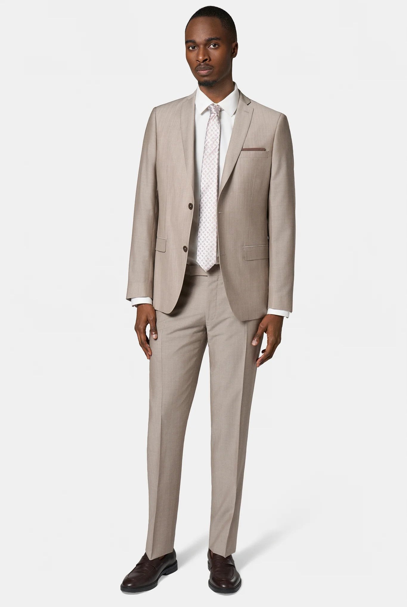 Costume en laine et mohair Jerem, col cranté à boutonnière et pin's, col cranté, entièrement doublée