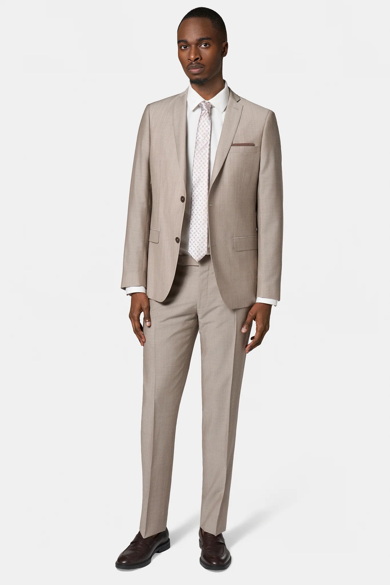 Costume en laine et mohair Jerem, col cranté à boutonnière et pin's, col cranté, entièrement doublée