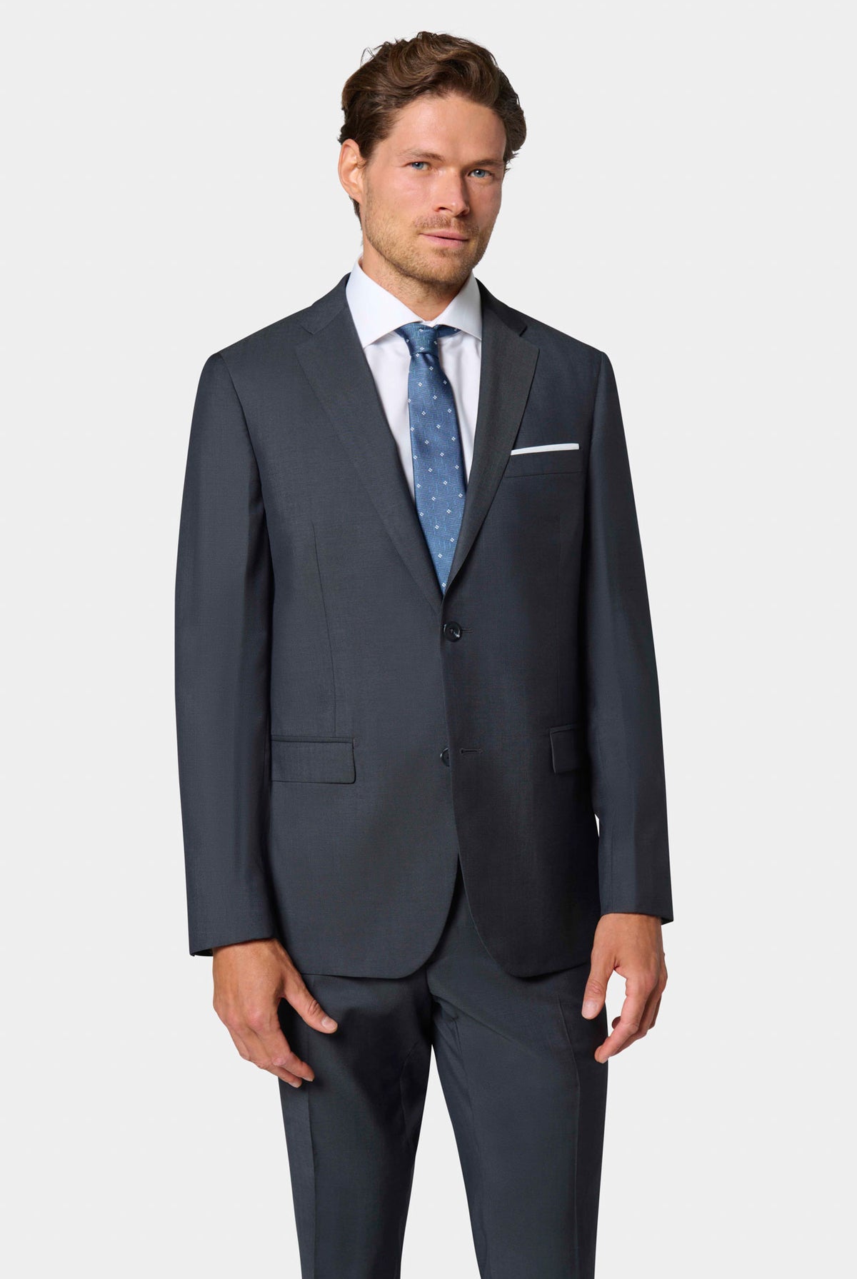 Veste de costume classique sergé de laine vierge Barberis Super 110's — vue de face