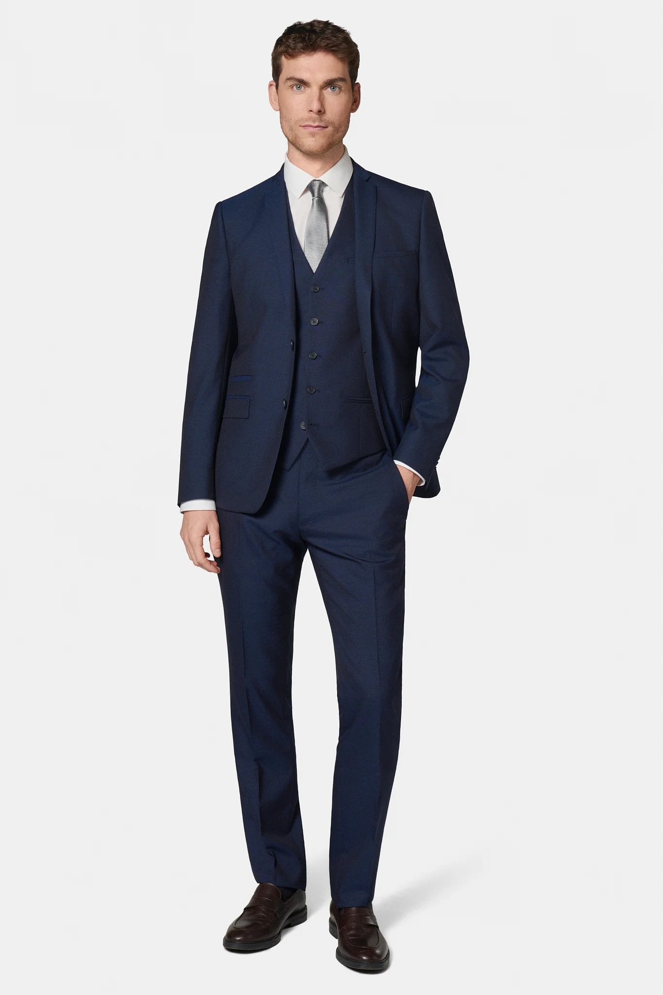 Laine vierge Barberis Super 110's — Veste de costume Jerem, simple boutonnage, boutons de poignet