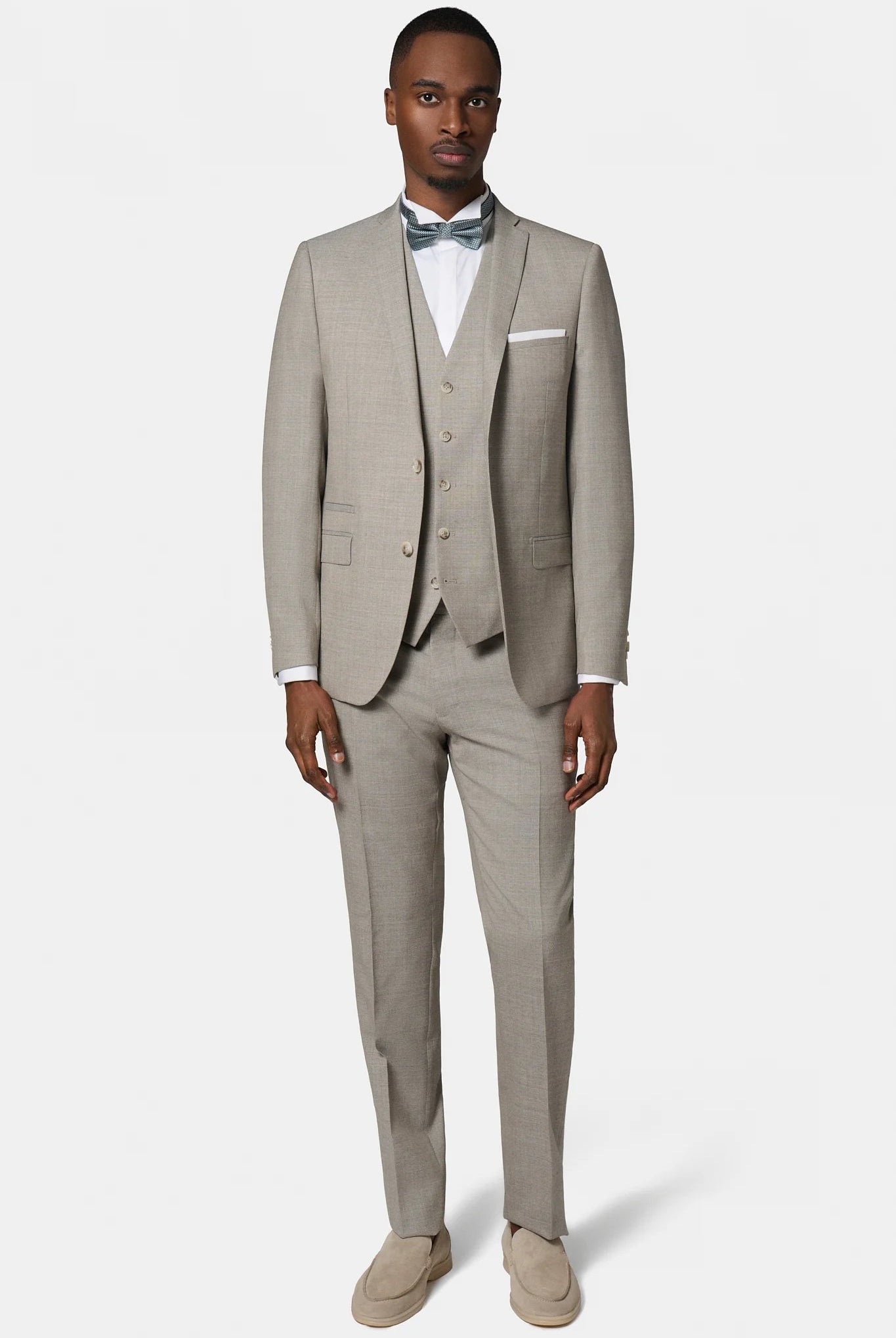 Laine vierge Barberis Super 110's — Veste de costume Jerem, poche poitrine, simple boutonnage, coloris écru
