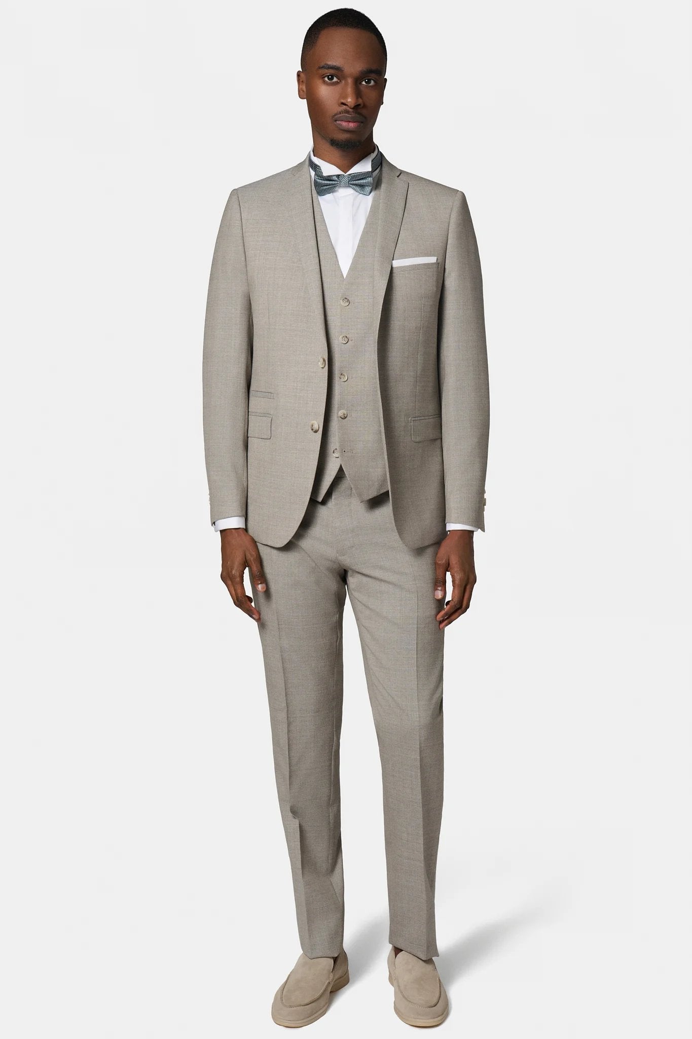 Laine vierge Barberis Super 110's — Veste de costume Jerem, poche poitrine, simple boutonnage, coloris écru