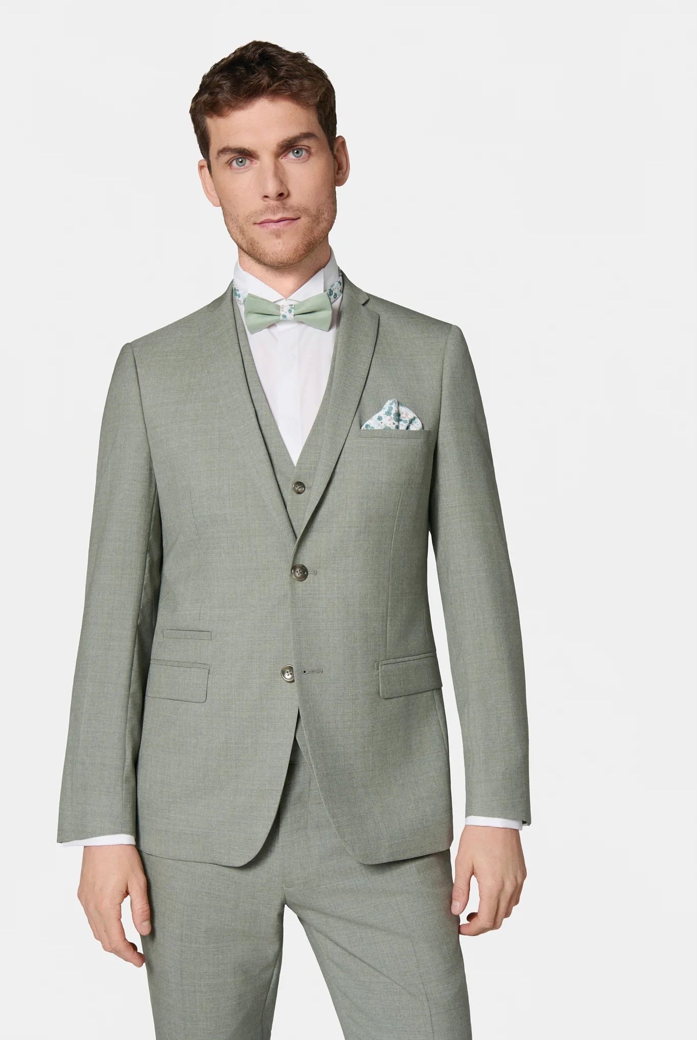 Veste de costume Jerem, simple boutonnage, boutons de poignet, coloris gris clair