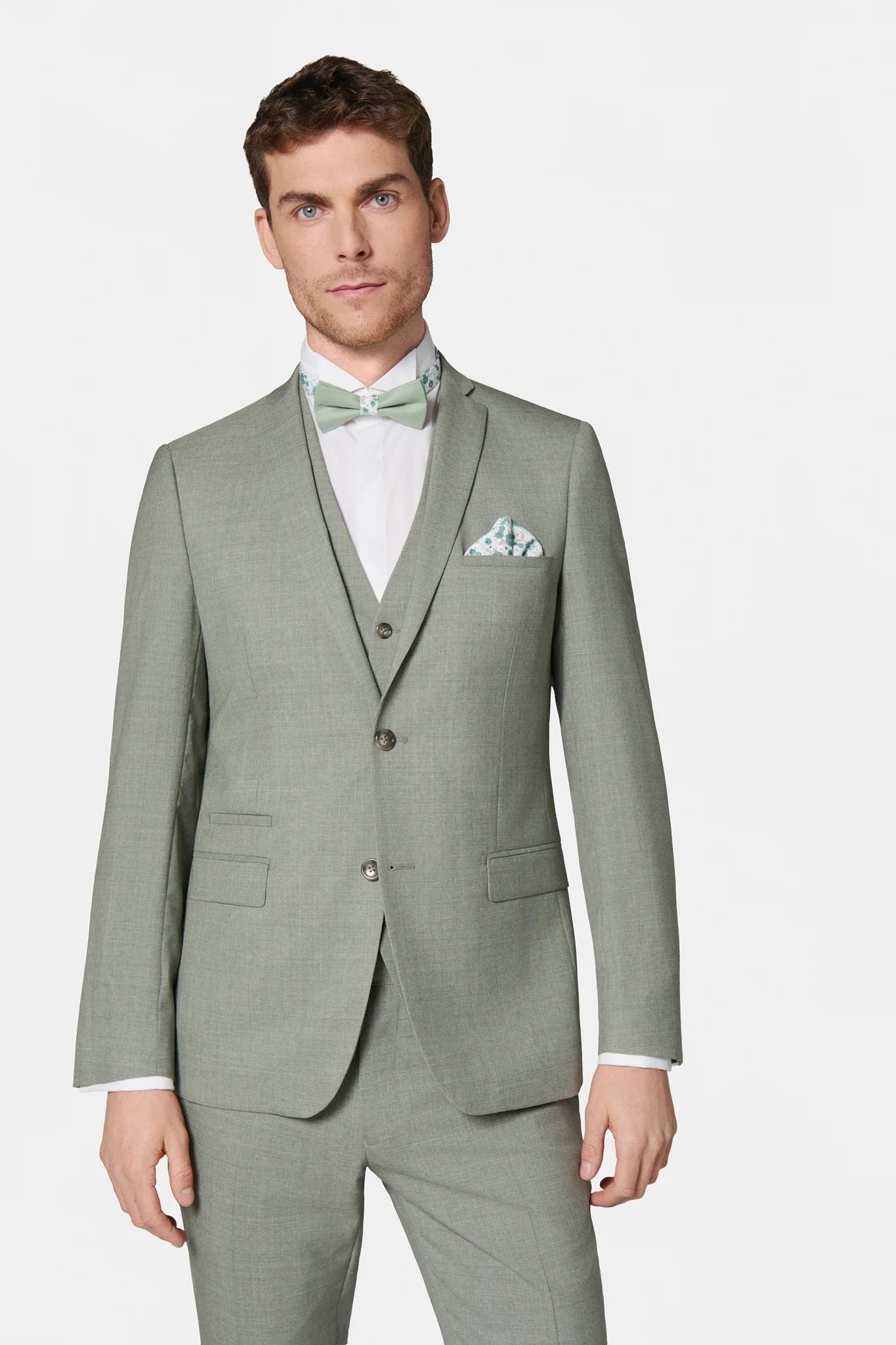Veste de costume Jerem, simple boutonnage, boutons de poignet, coloris gris clair
