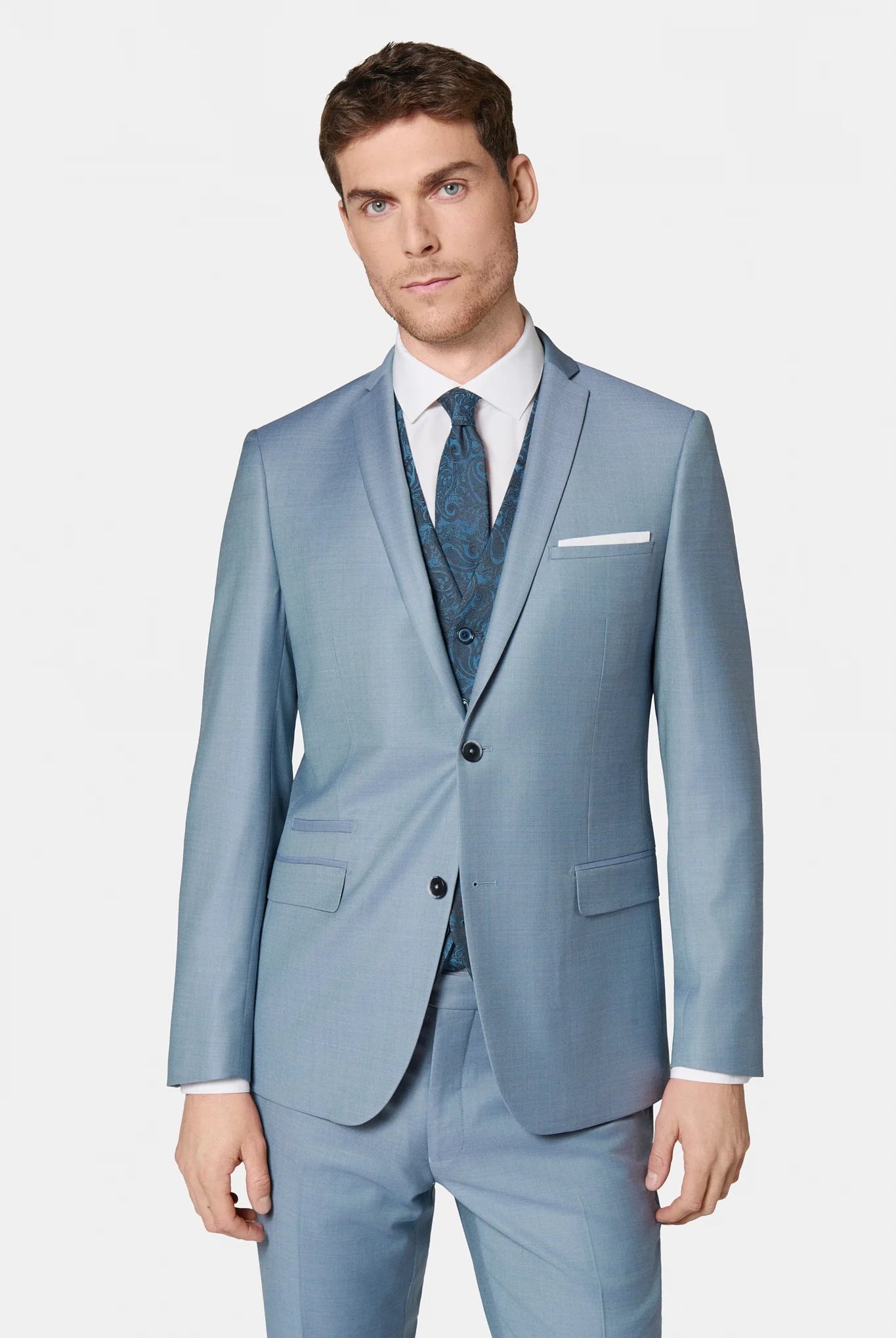 Veste de costume, laine vierge super 120's « Natural stretch » Jerem, poche poitrine, simple boutonnage