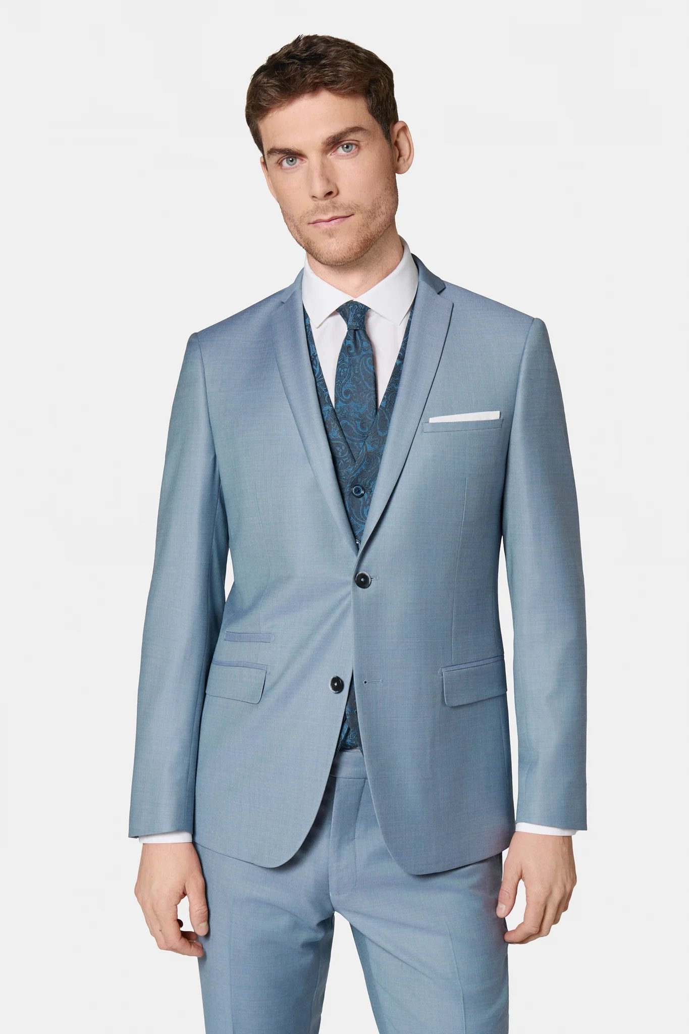 Veste de costume, laine vierge super 120's « Natural stretch » Jerem, poche poitrine, simple boutonnage