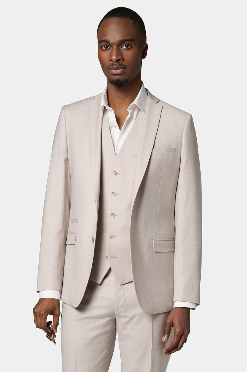 Veste de costume en laine vierge super 120's « Natural stretch » Jerem, col cranté, entièrement doublée, poche poitrine