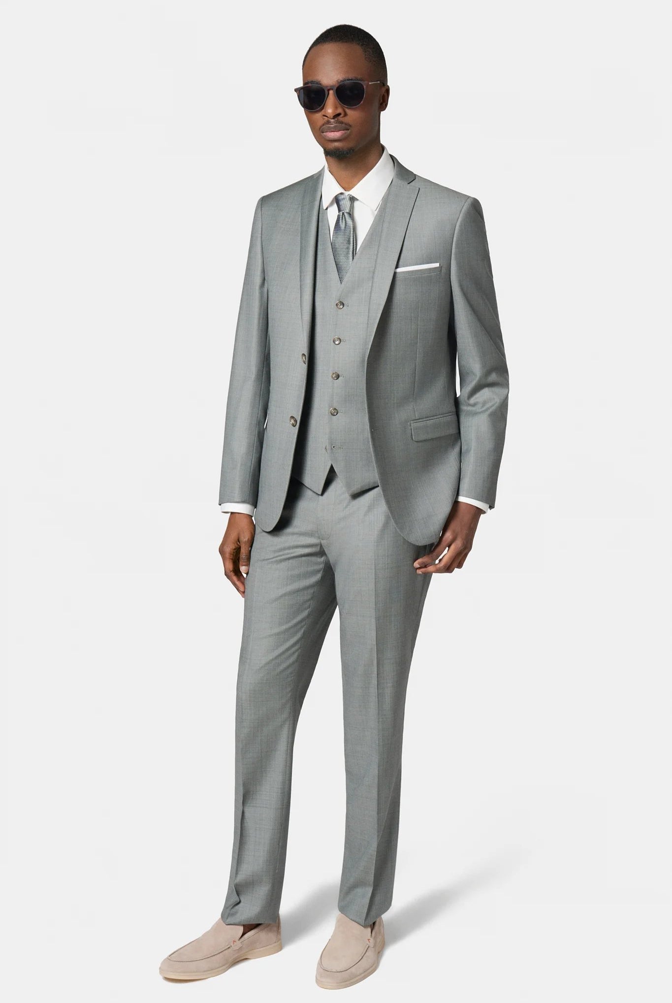 Laine vierge super 120's « Natural stretch » — Veste de costume Jerem, col cranté, entièrement doublée