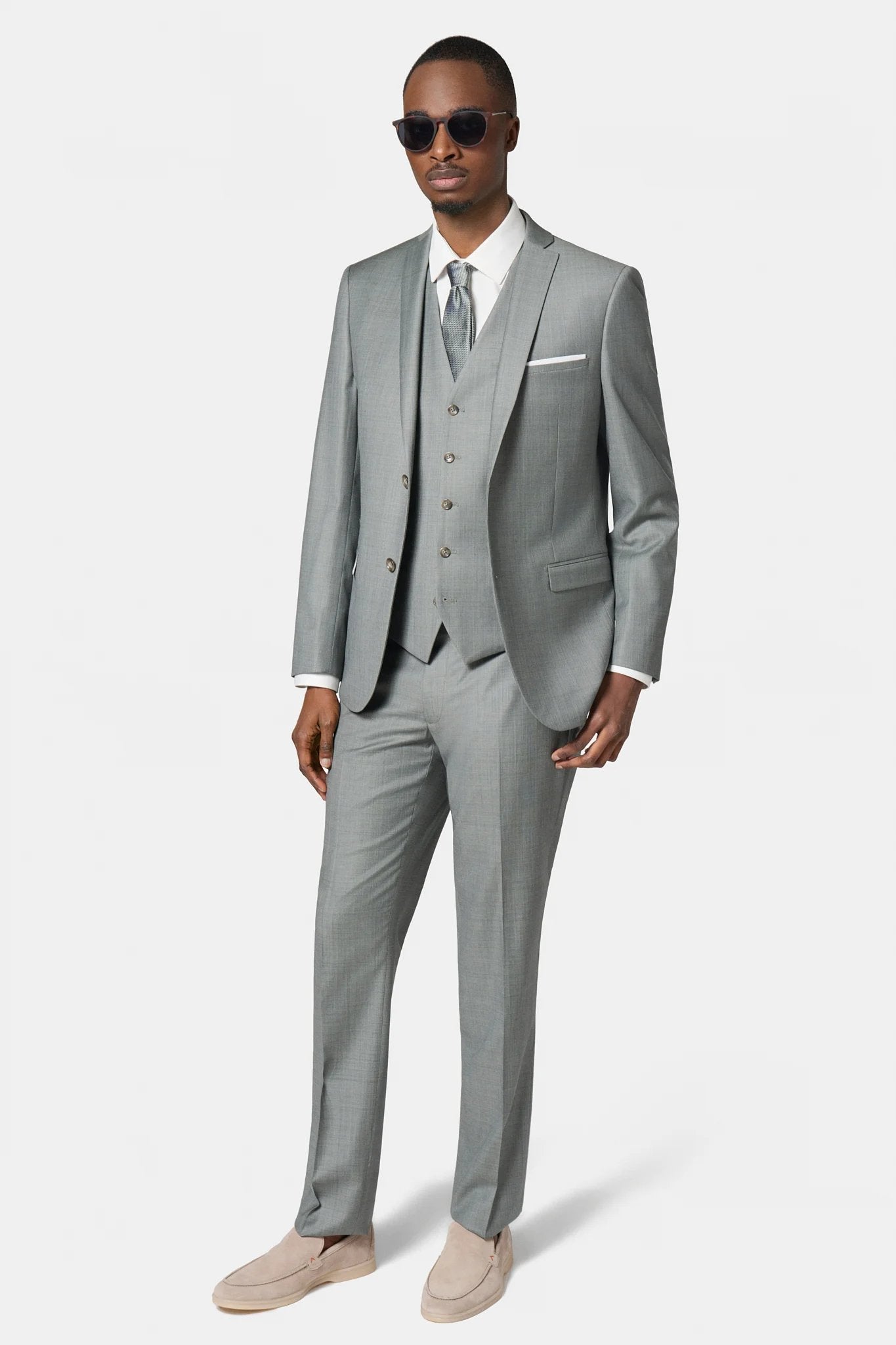 Laine vierge super 120's « Natural stretch » — Veste de costume Jerem, col cranté, entièrement doublée