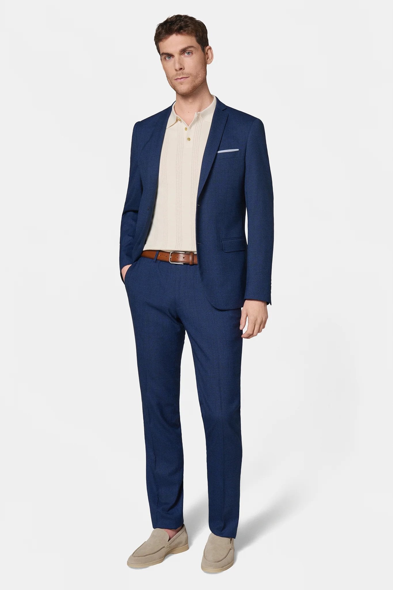 Prince de Galles stretch — Veste de costume Jerem, entièrement doublée, poches passepoilées à rabat