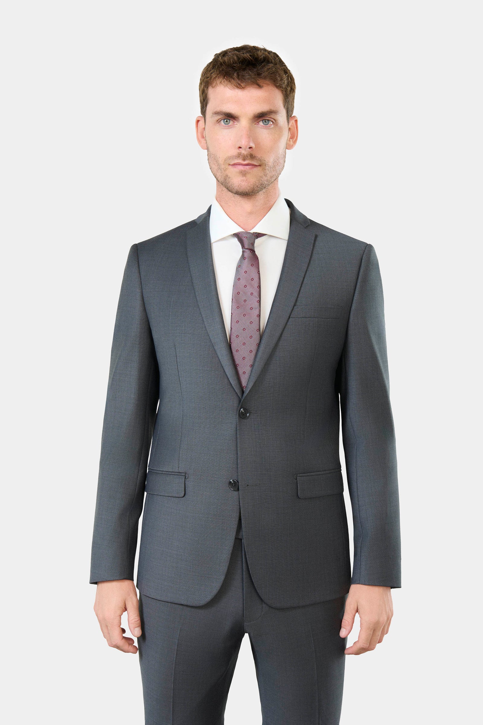 Veste de costume lavable, laine vierge mélangée bi-stretch Jerem, col cranté à boutonnière et pin's, col cranté