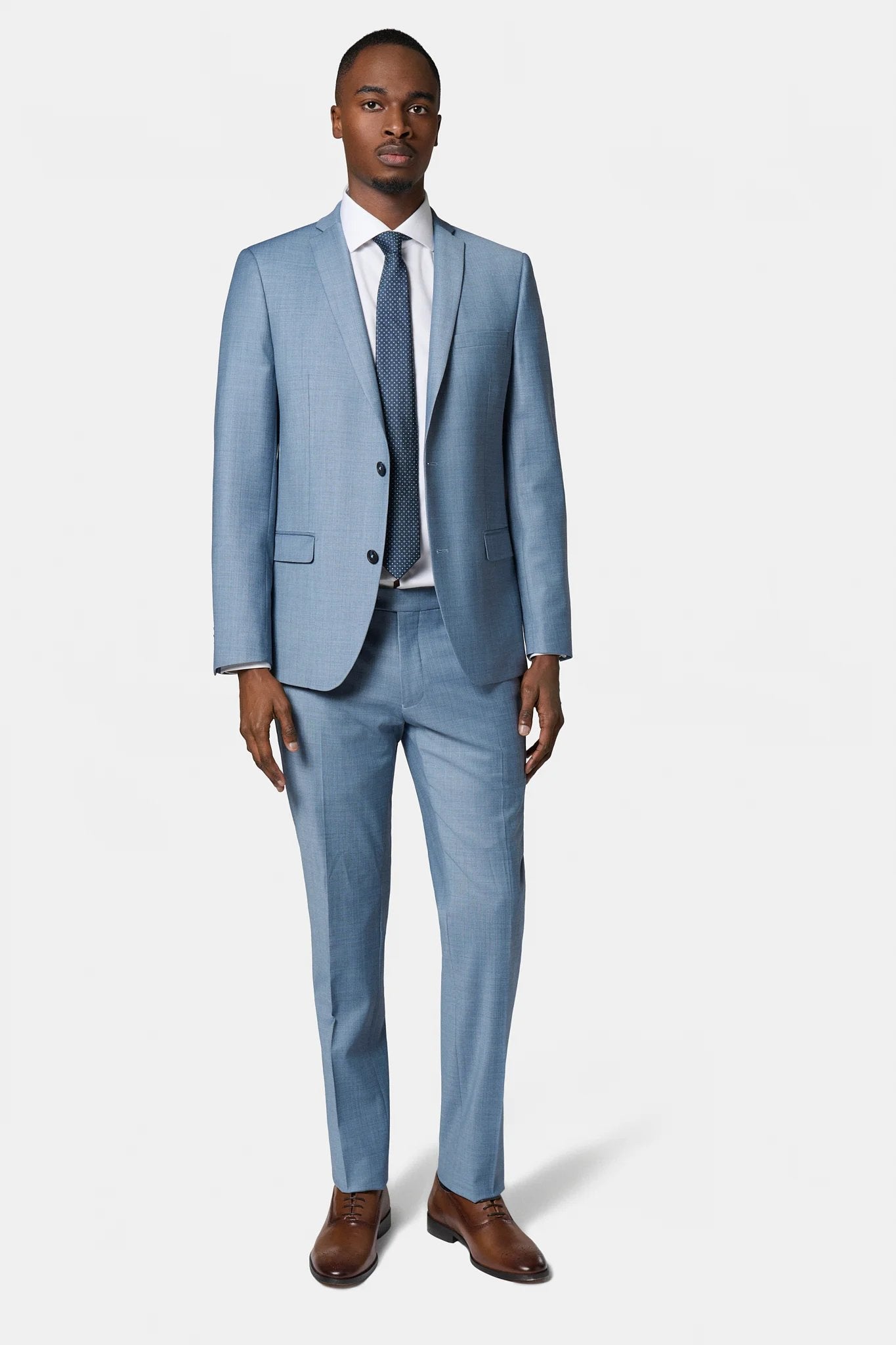 Veste de costume lavable en laine vierge mélangée bi-stretch Jerem, coupe droite, col cranté à boutonnière et pin's