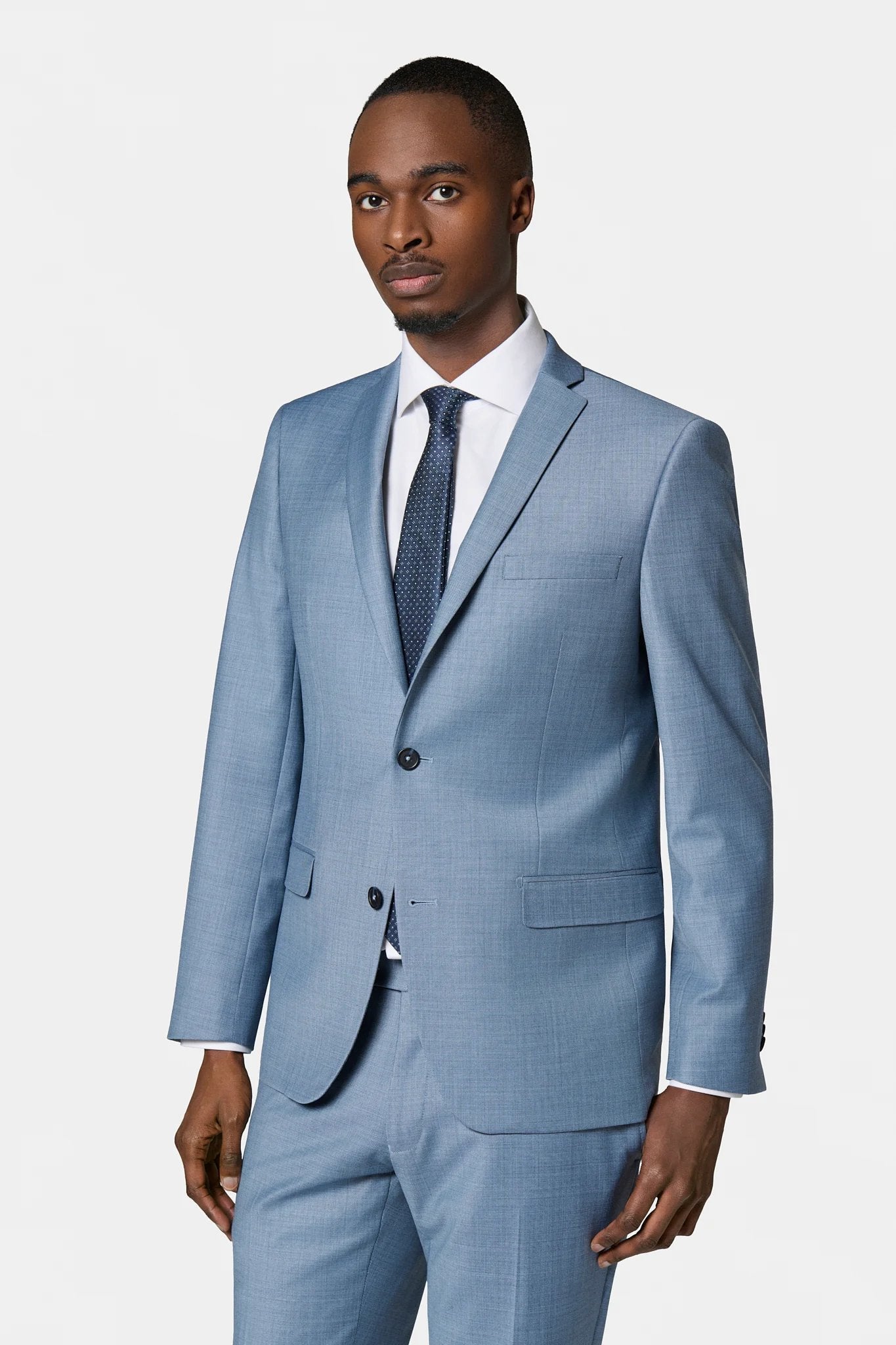 Laine vierge mélangée bi-stretch — Veste de costume lavable Jerem, boutons de poignet, fente d'aisance au dos