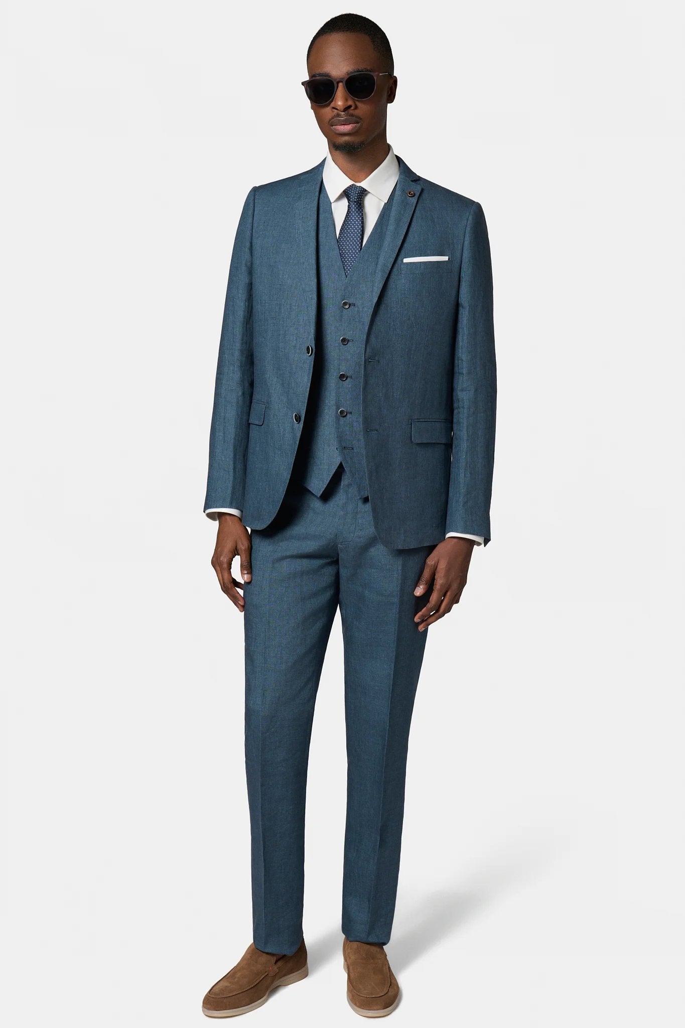 Veste de costume, pur lin chiné Jerem, simple boutonnage, boutons de poignet