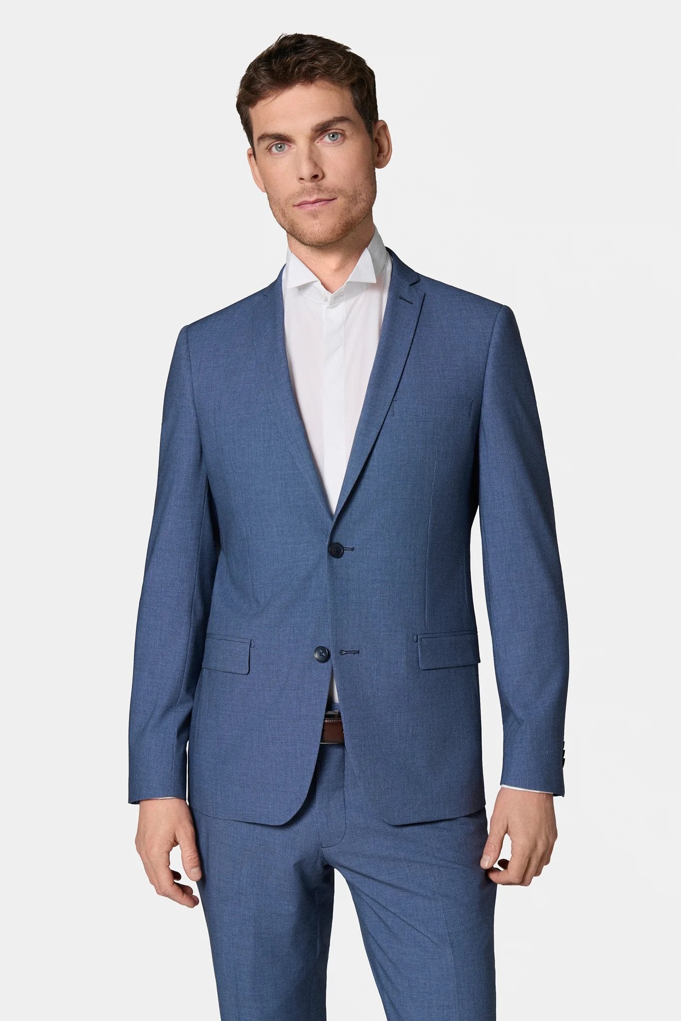 Veste de costume en maille imprimée Jerem, col cranté à boutonnière et pin's, col cranté, entièrement doublée
