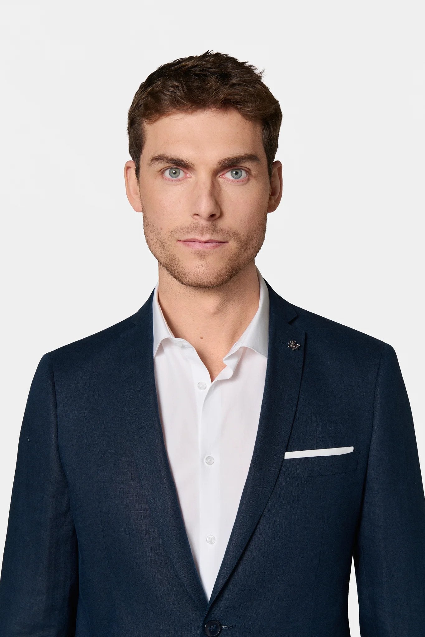 Veste de costume, lin chiné Jerem, col cranté, entièrement doublée