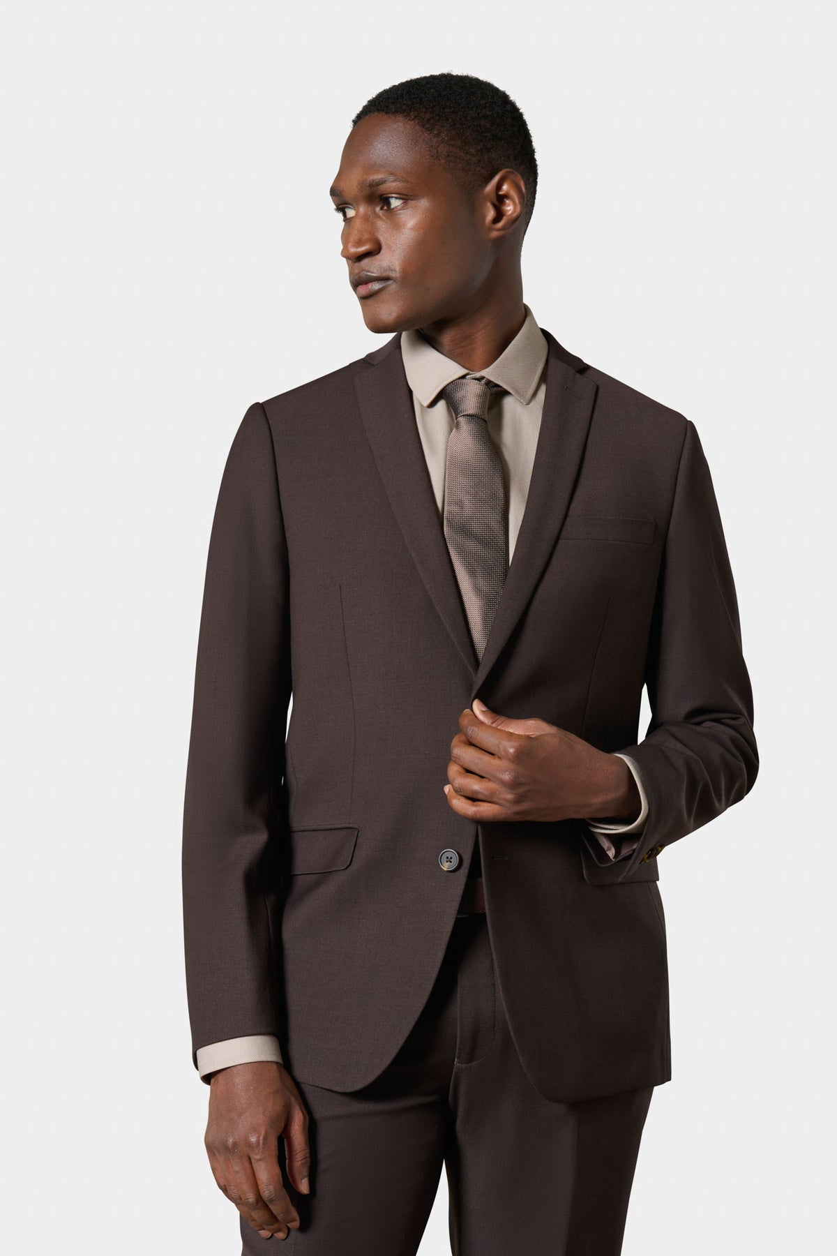 Veste de costume lavable en laine vierge marron