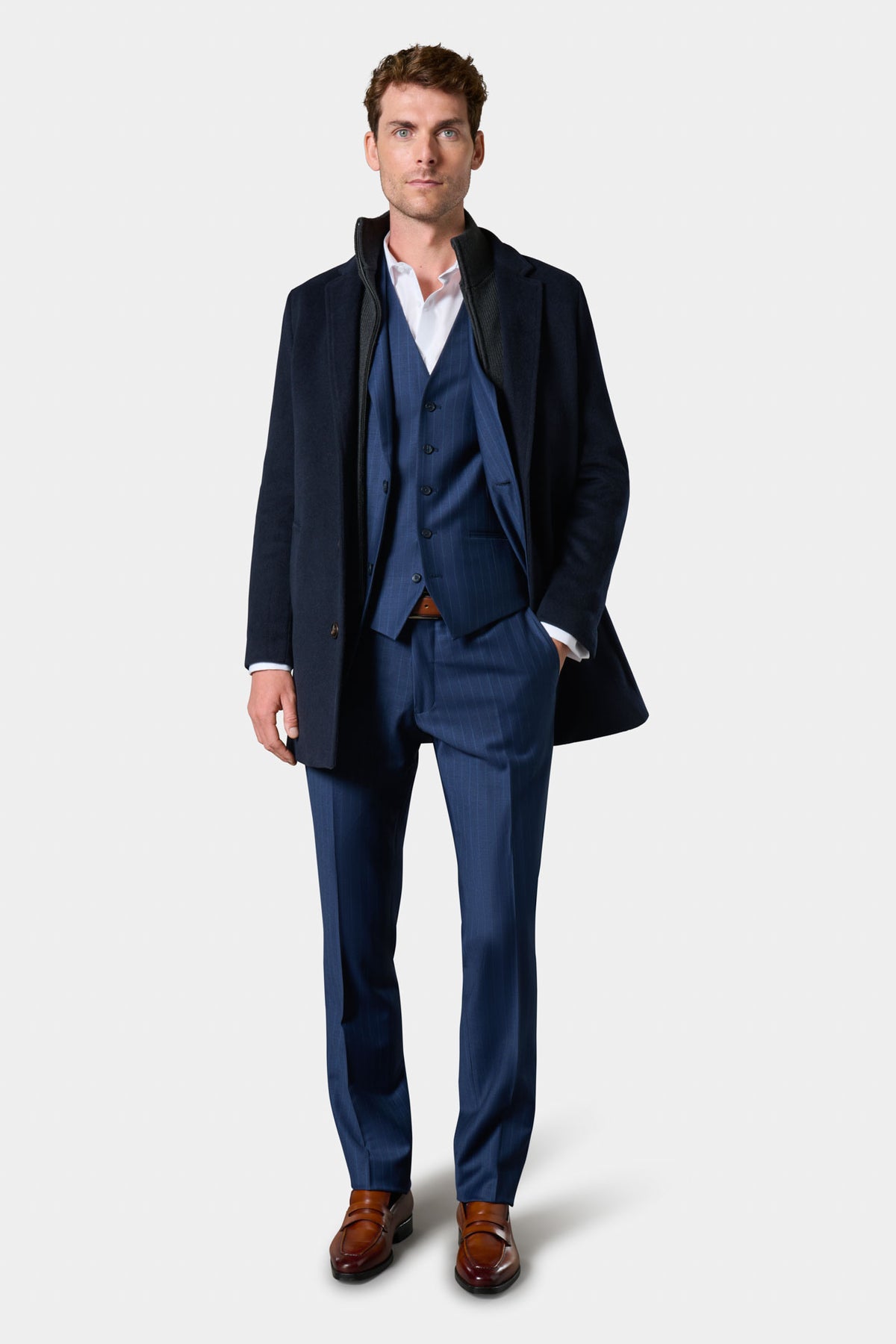 Veste de costume à rayures en laine vierge