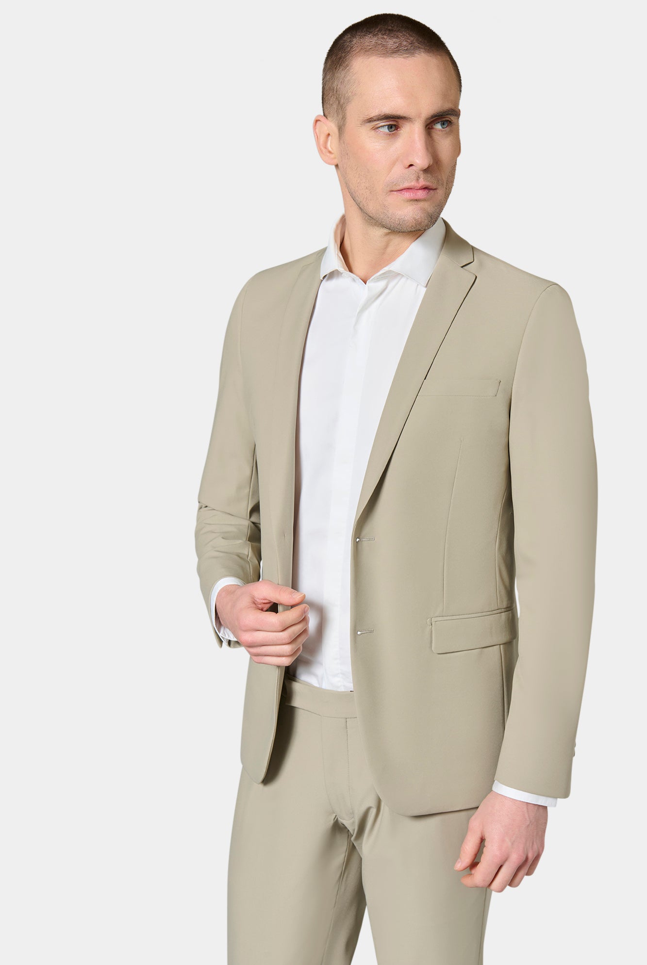 Veste technique extra-slim semi-doublée Jerem, col cranté, intérieur semi-doublé, poches passepoilées à rabat