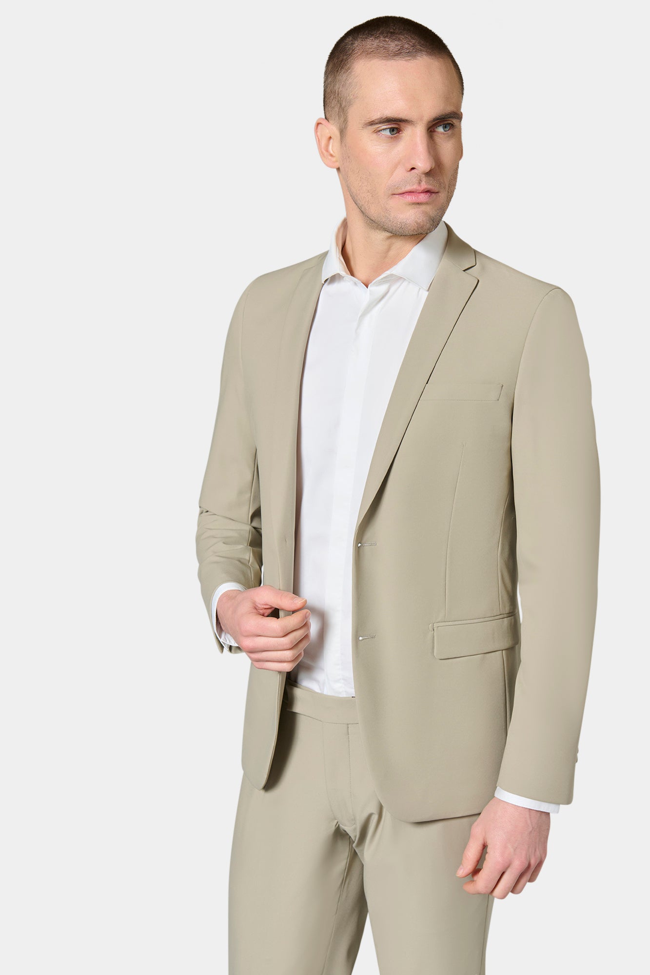 Veste technique extra-slim semi-doublée Jerem, col cranté, intérieur semi-doublé, poches passepoilées à rabat