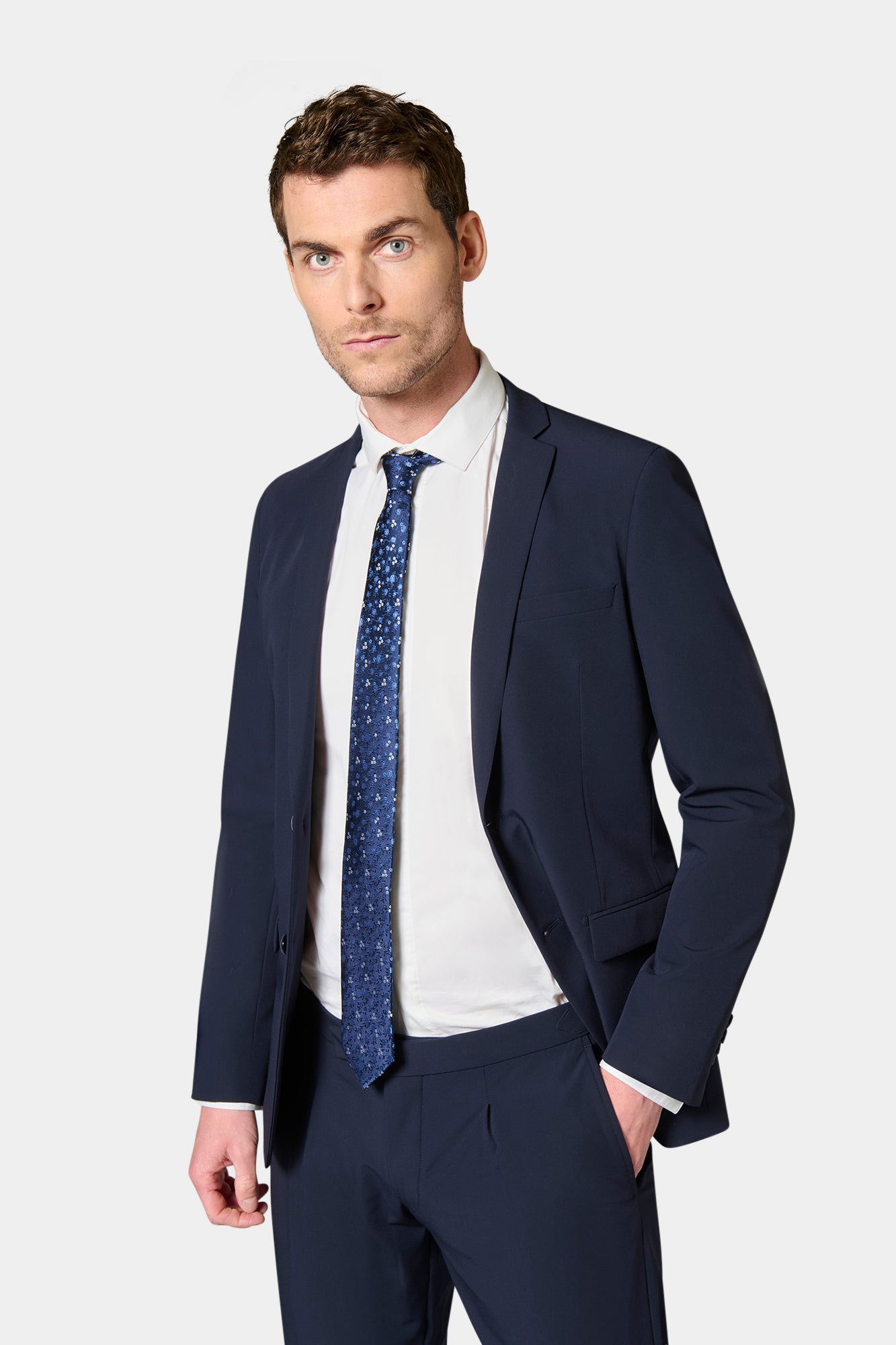 Veste technique extra-slim semi-doublée Jerem, poches passepoilées à rabat, poche poitrine