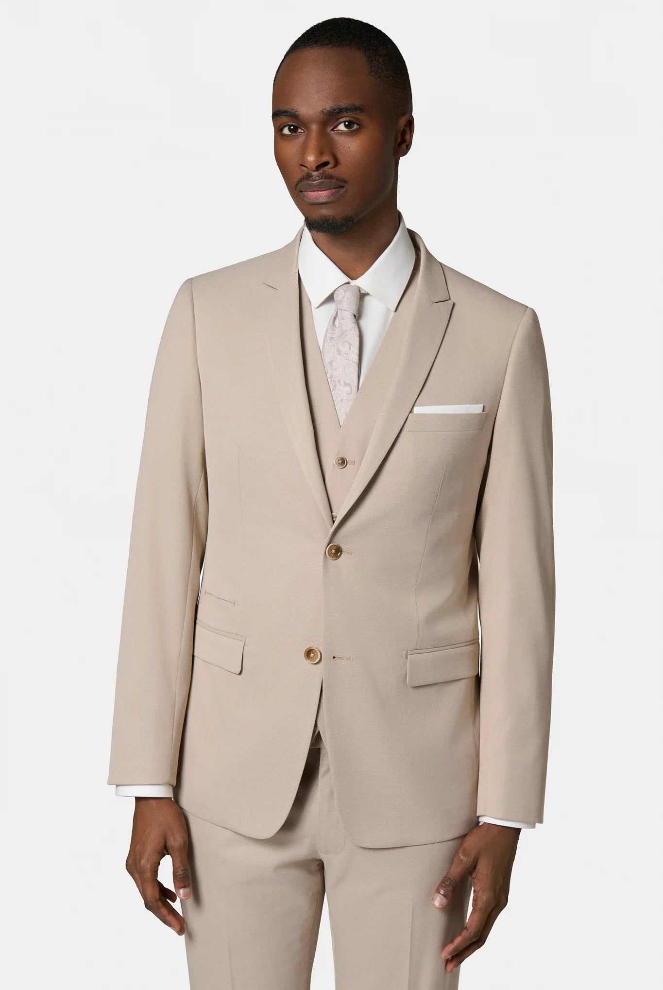 Veste de costume ajustée stretch Jerem, col en pointe, entièrement doublée, poche poitrine
