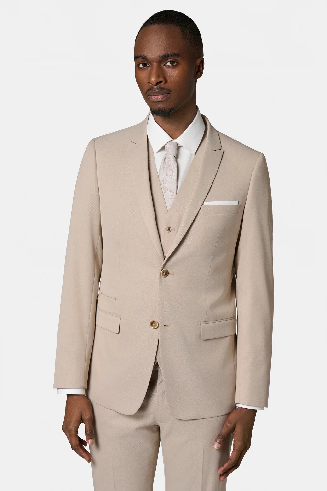 Veste de costume ajustée stretch Jerem, col en pointe, entièrement doublée, poche poitrine