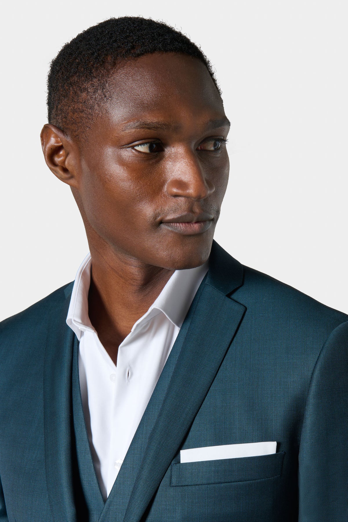 Veste de costume ajustée en sergé de laine bleu