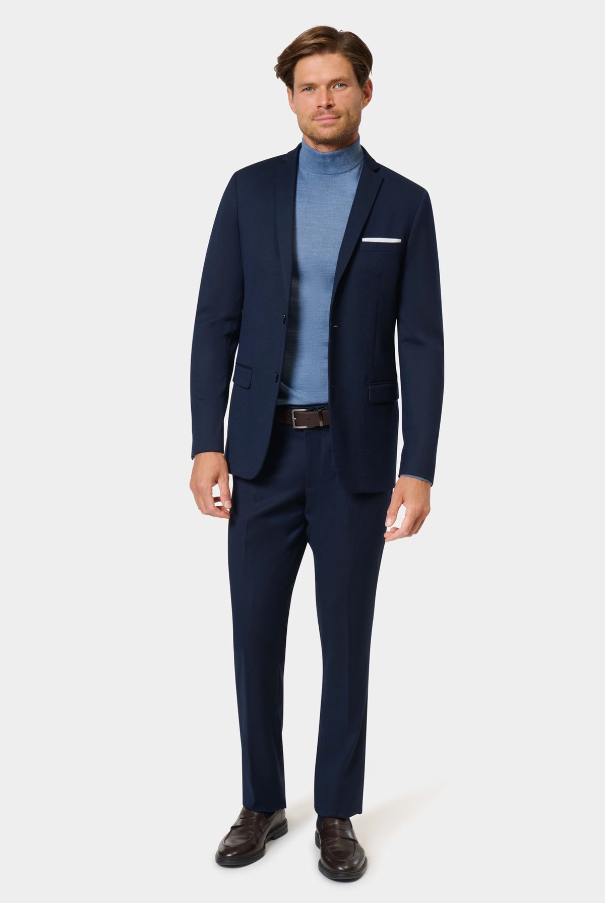 Veste de costume ajustée à micro-motif bleu marine Jerem Paris, vue de dos