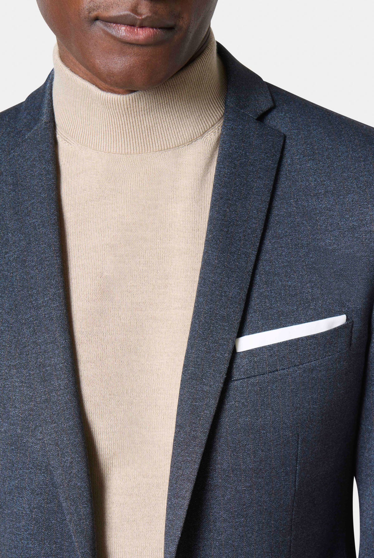 Veste de costume ajustée en maille à rayures chevron Jerem Paris, vue de face