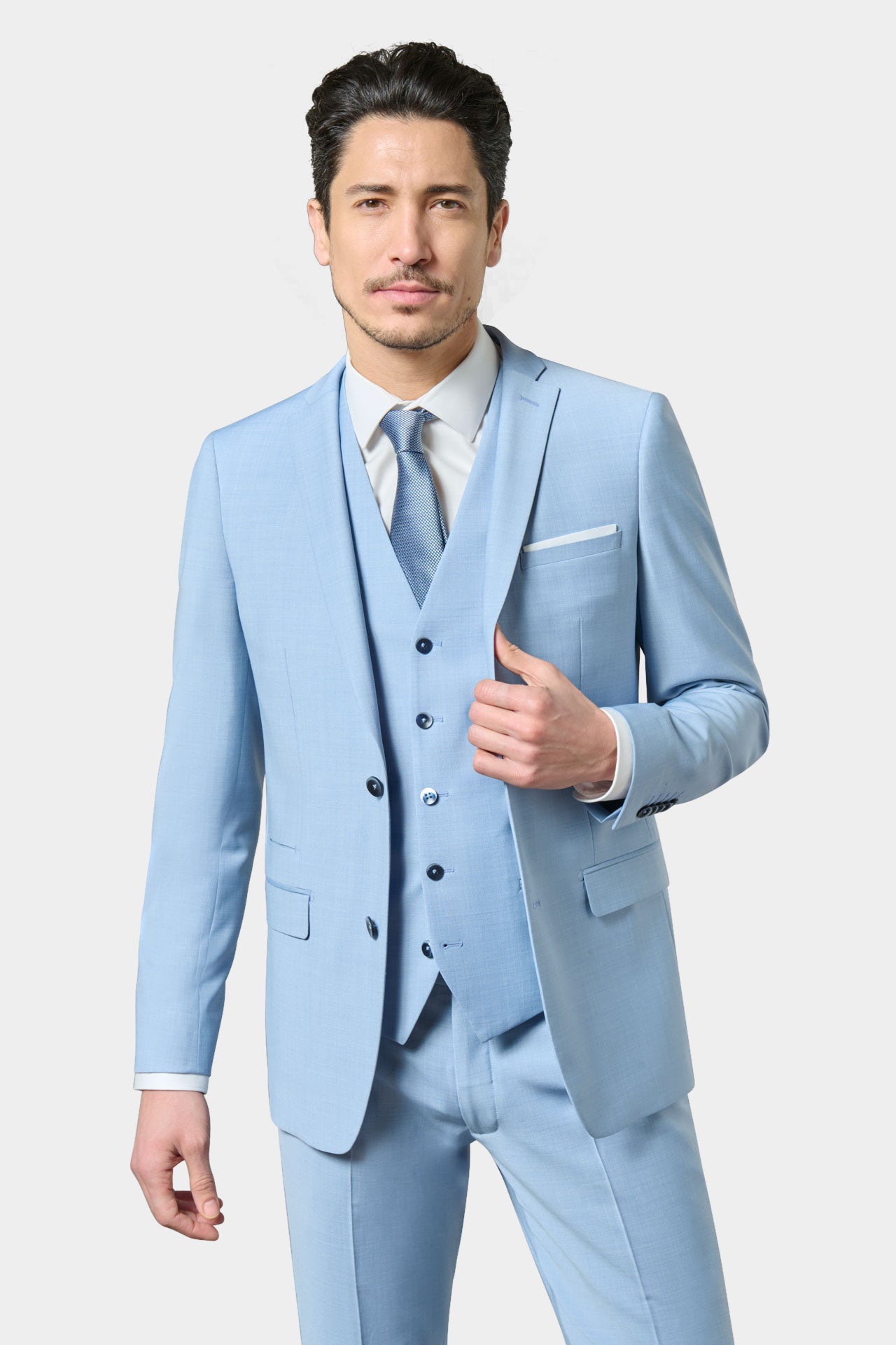 Veste de costume ajustée en laine chinée bi-stretch, Jerem