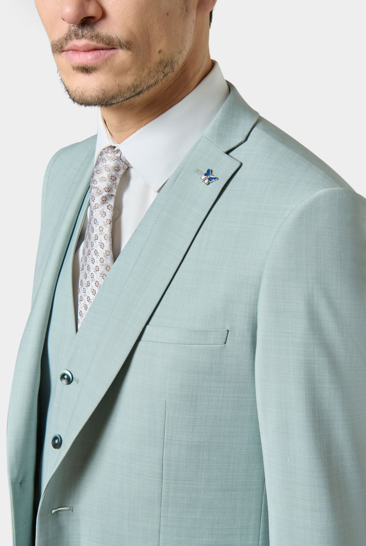 Veste de costume ajustée, laine chinée bi-stretch Jerem, entièrement doublée, poche poitrine
