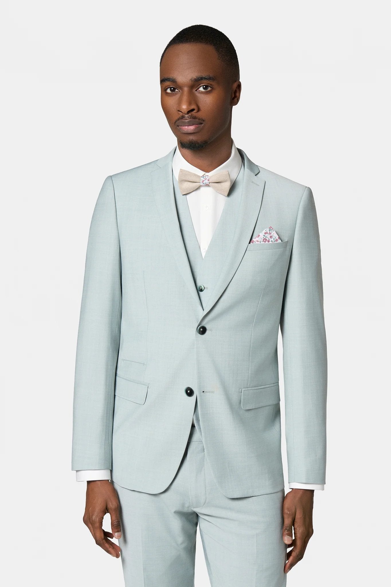 Veste de costume ajustée en laine mélangée chinée Jerem, col cranté, entièrement doublée, poche poitrine