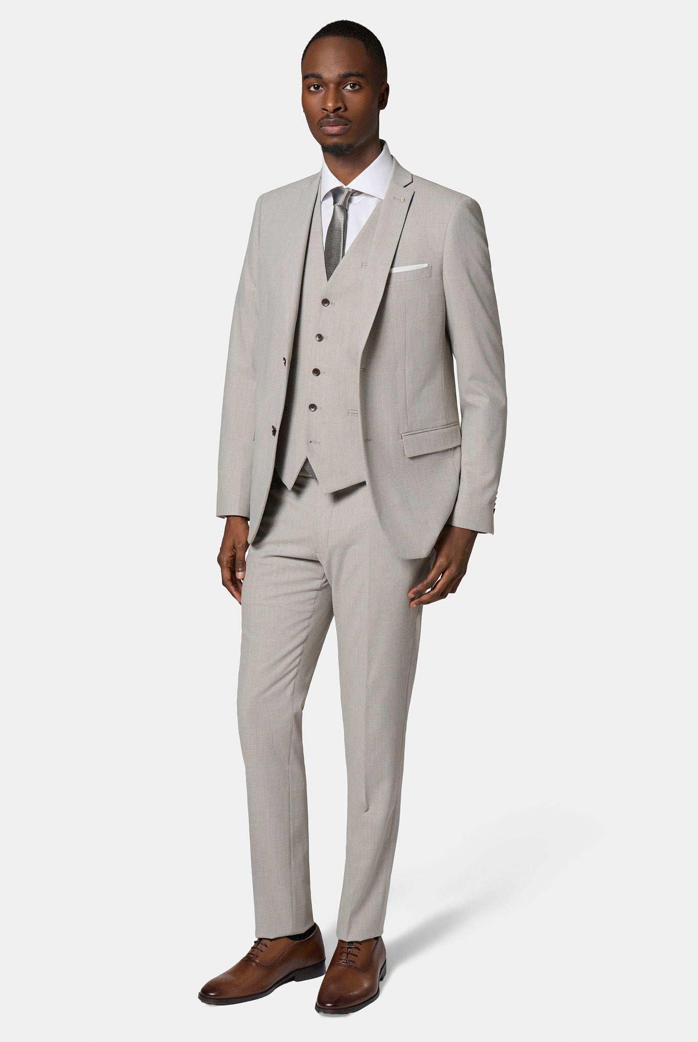 Veste de costume ajustée bi-stretch Jerem, poche poitrine, simple boutonnage