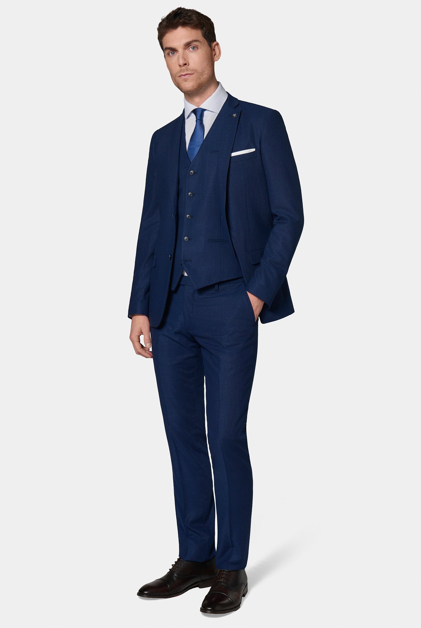 Veste de costume ajustée satinée Jerem, poche poitrine, simple boutonnage