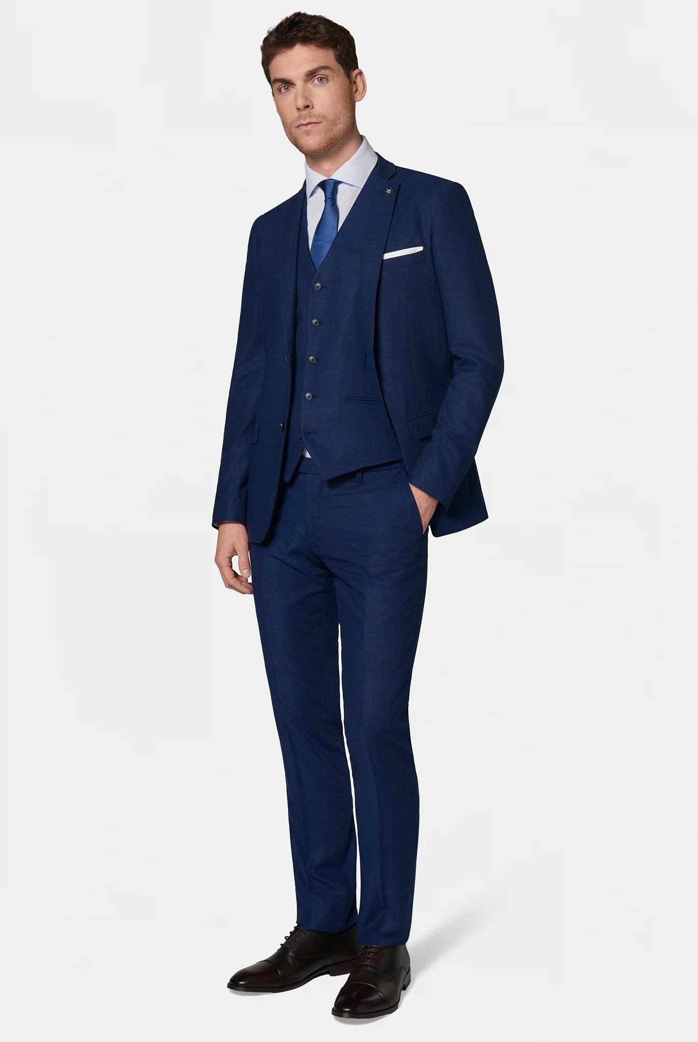 Veste de costume ajustée satinée Jerem, poche poitrine, simple boutonnage