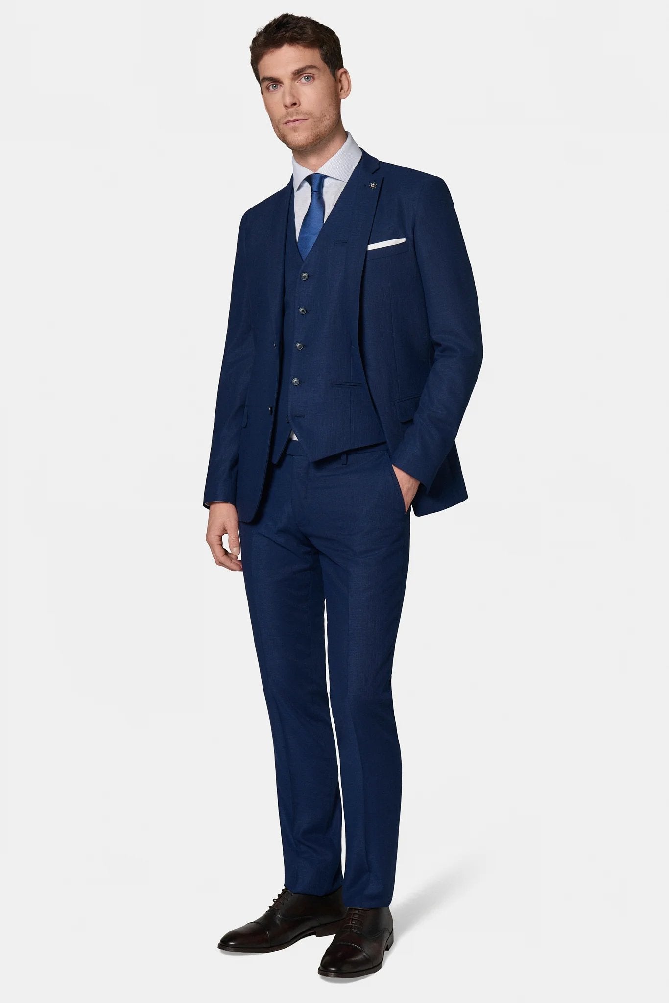 Veste de costume ajustée satinée Jerem, poche poitrine, simple boutonnage