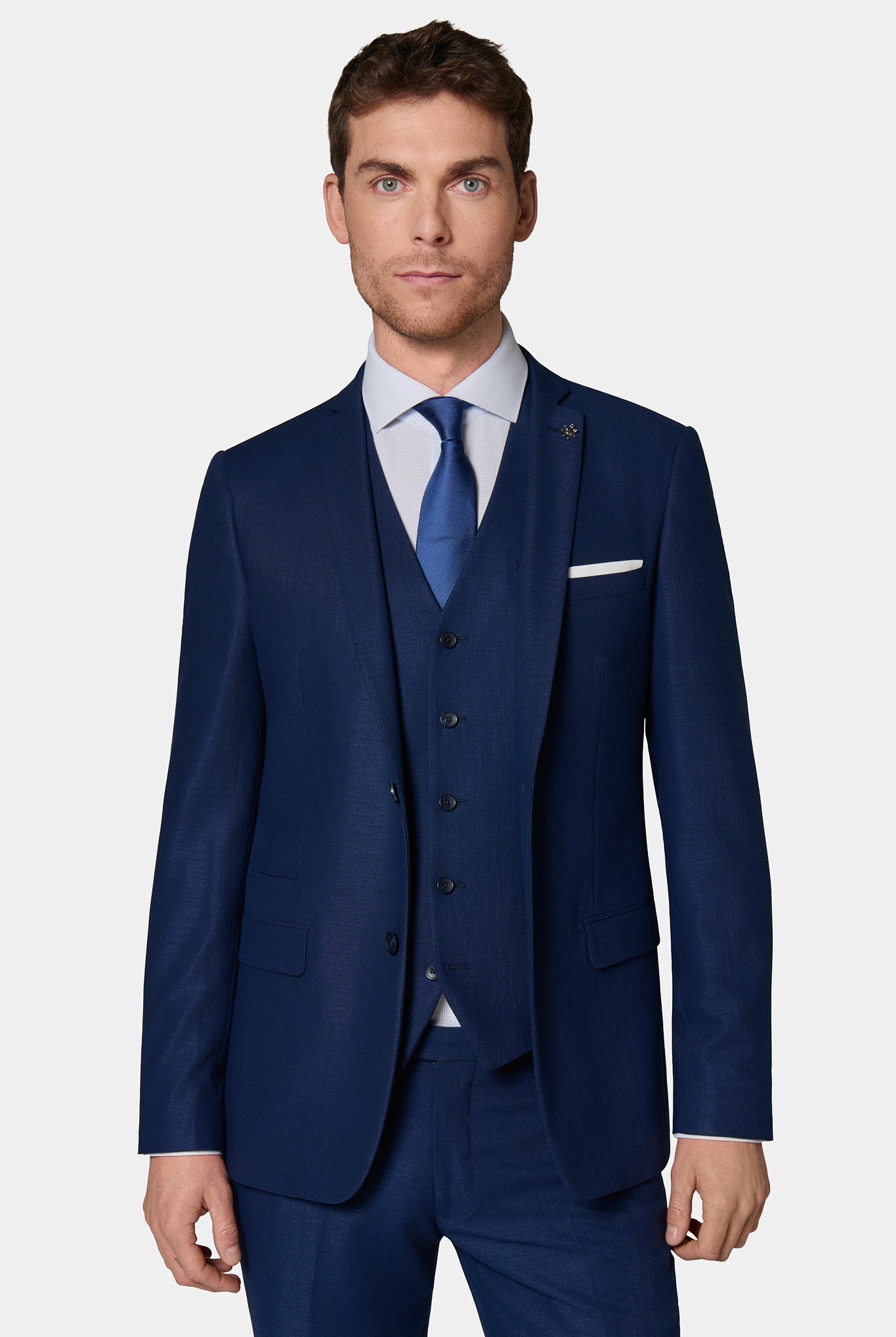 Veste de costume ajustée satinée Jerem, col cranté, entièrement doublée, poche poitrine