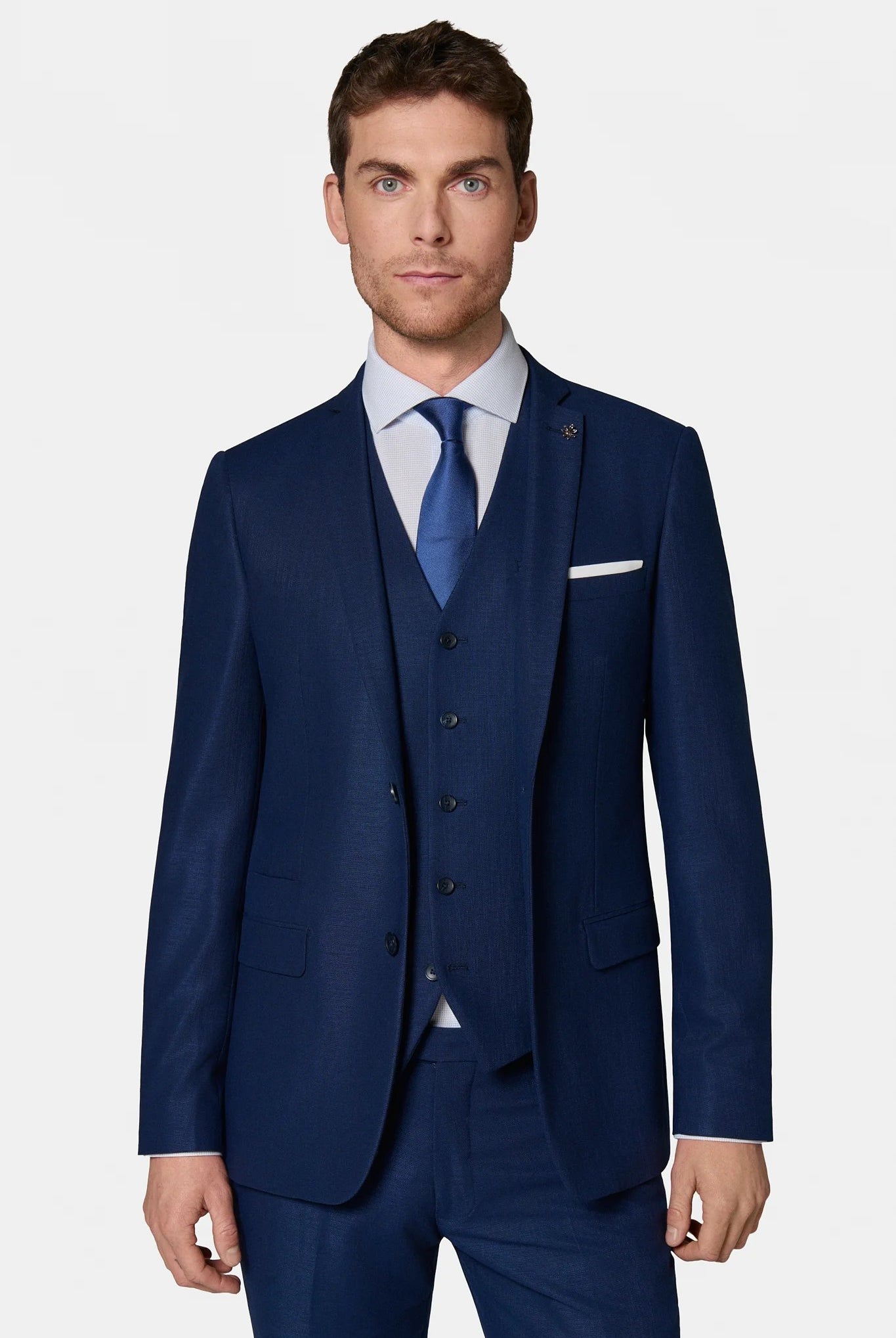 Veste de costume ajustée satinée Jerem, col cranté, entièrement doublée, poche poitrine