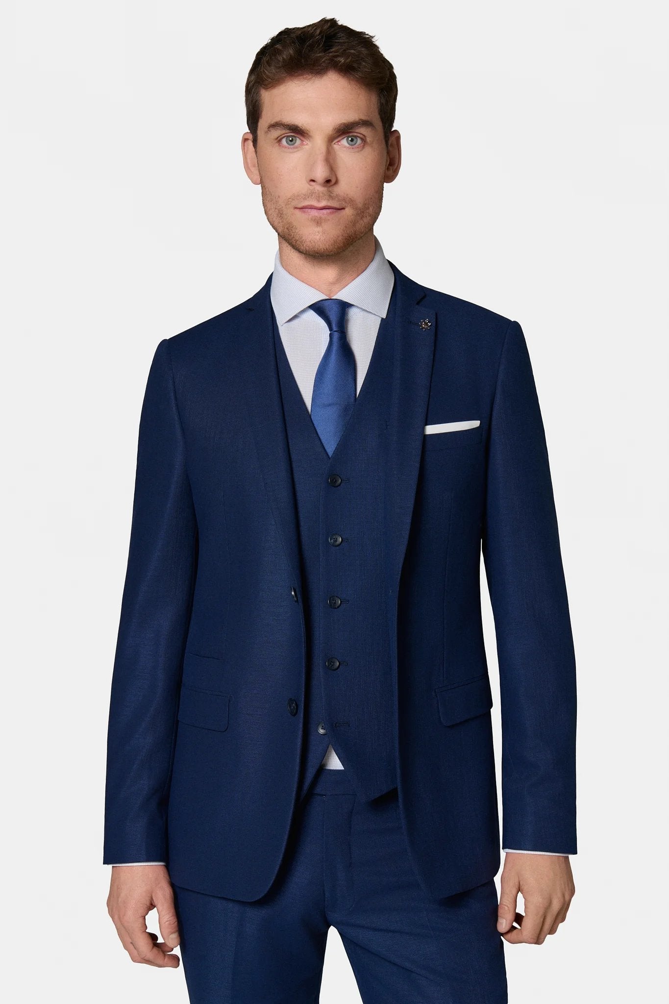 Veste de costume ajustée satinée Jerem, col cranté, entièrement doublée, poche poitrine