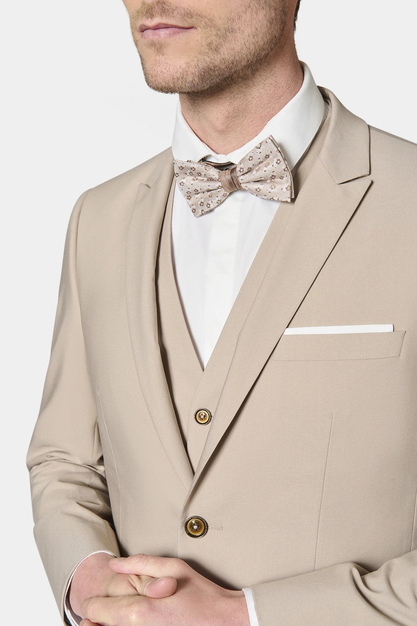 Veste de costume ajustée Jerem, col en pointe, entièrement doublée, coloris écru