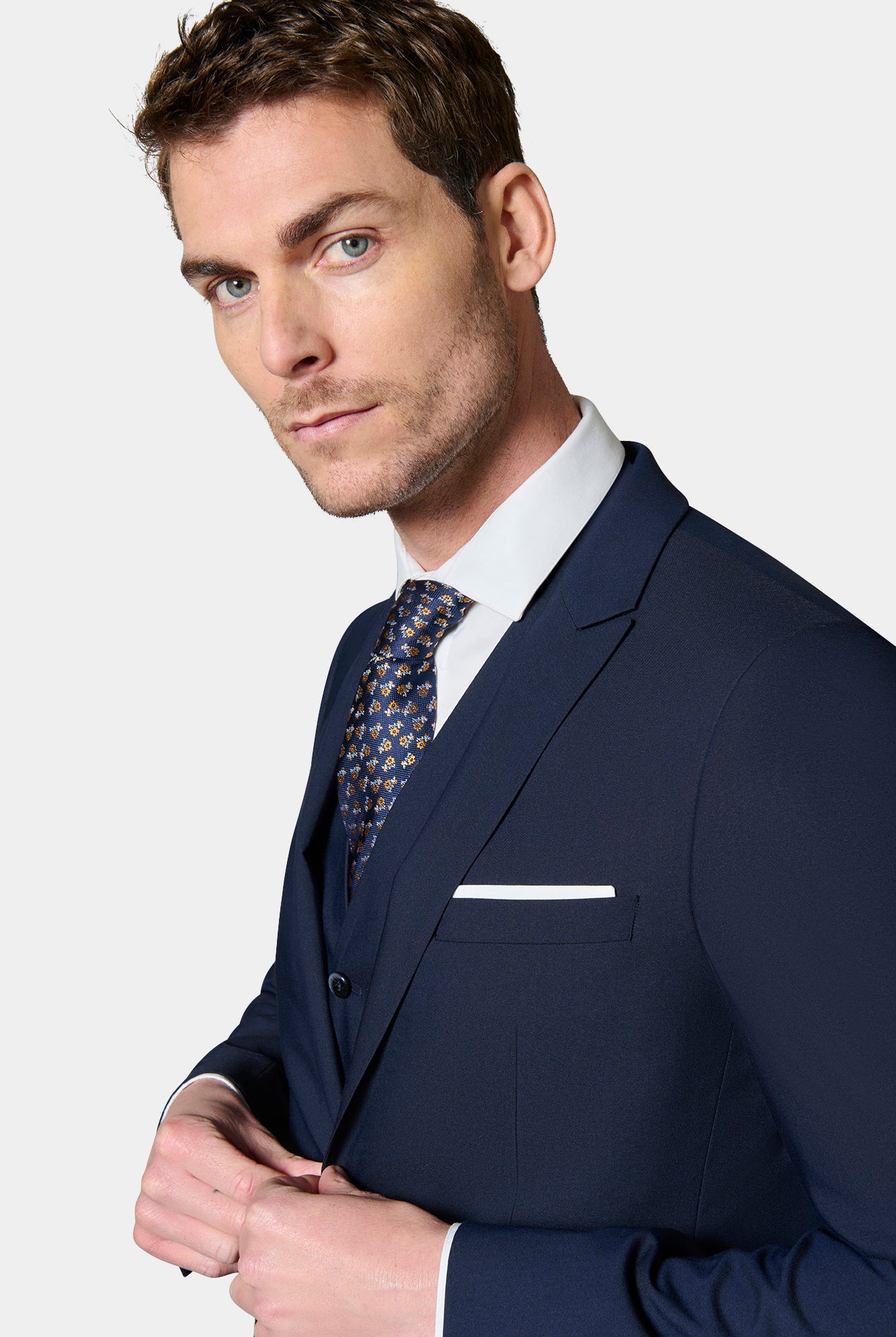 Veste de costume ajustée en sergé technique stretch Jerem, boutons de poignet, fente d'aisance au dos