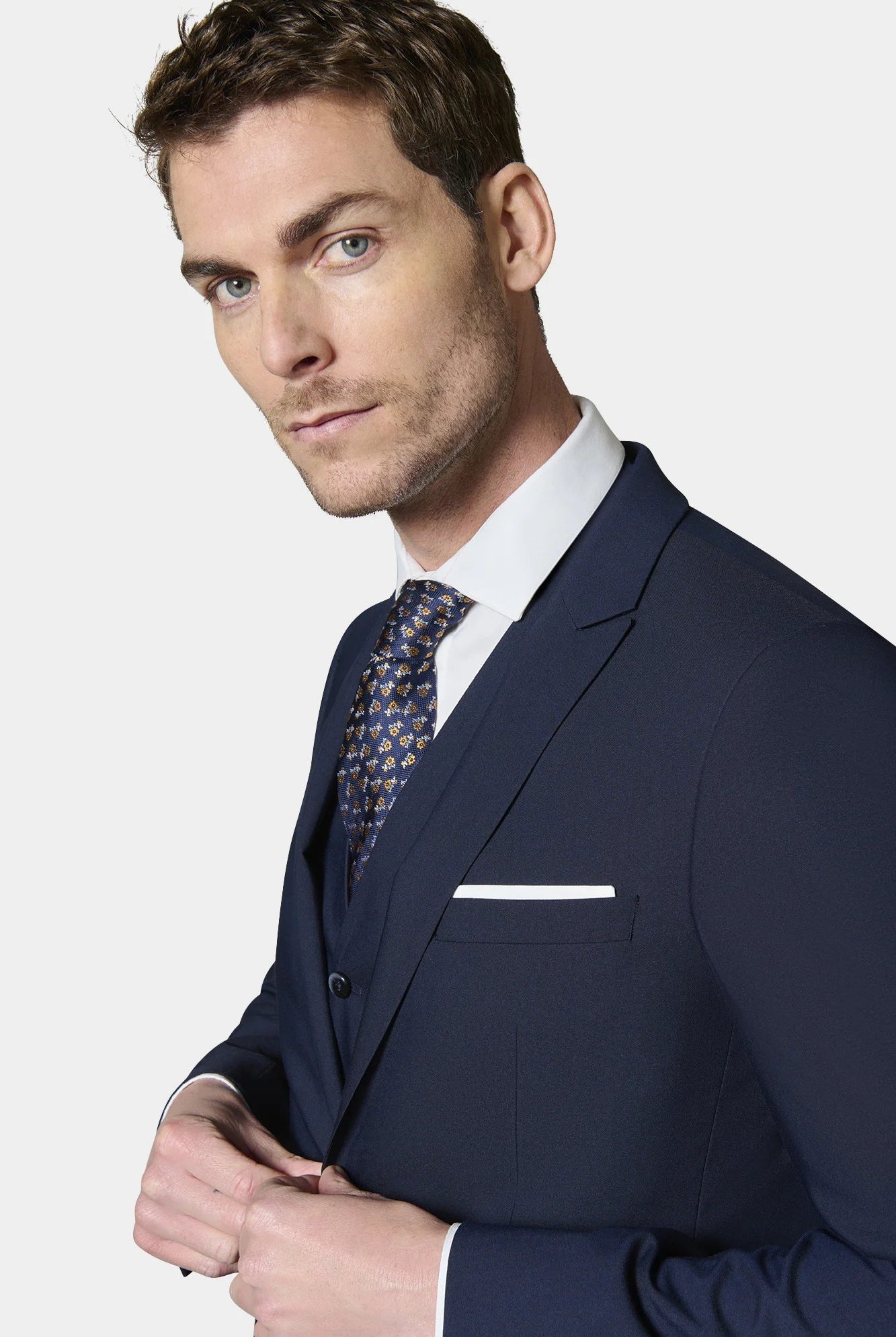 Veste de costume ajustée en sergé technique stretch Jerem, boutons de poignet, fente d'aisance au dos