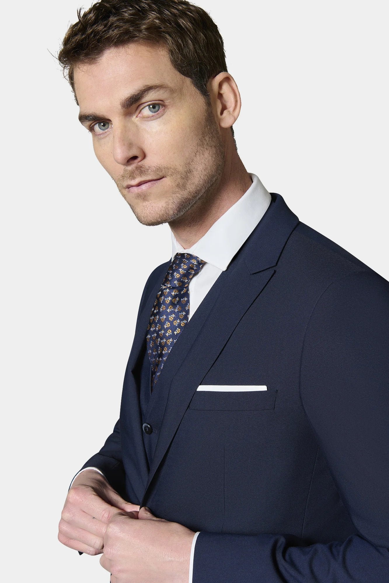Veste de costume ajustée en sergé technique stretch Jerem, boutons de poignet, fente d'aisance au dos