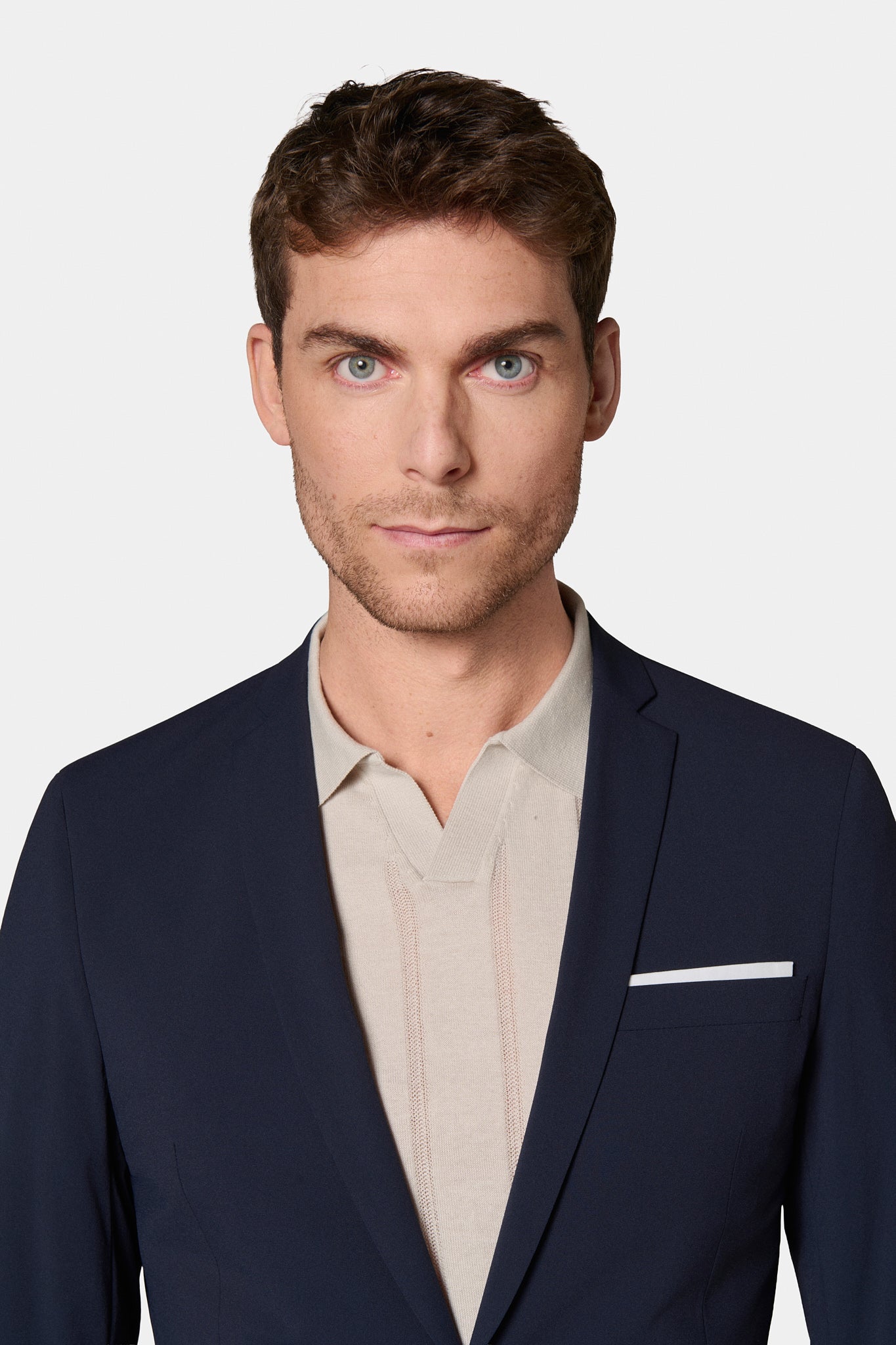 Veste de costume en maille technique Jerem, simple boutonnage, boutons de poignet