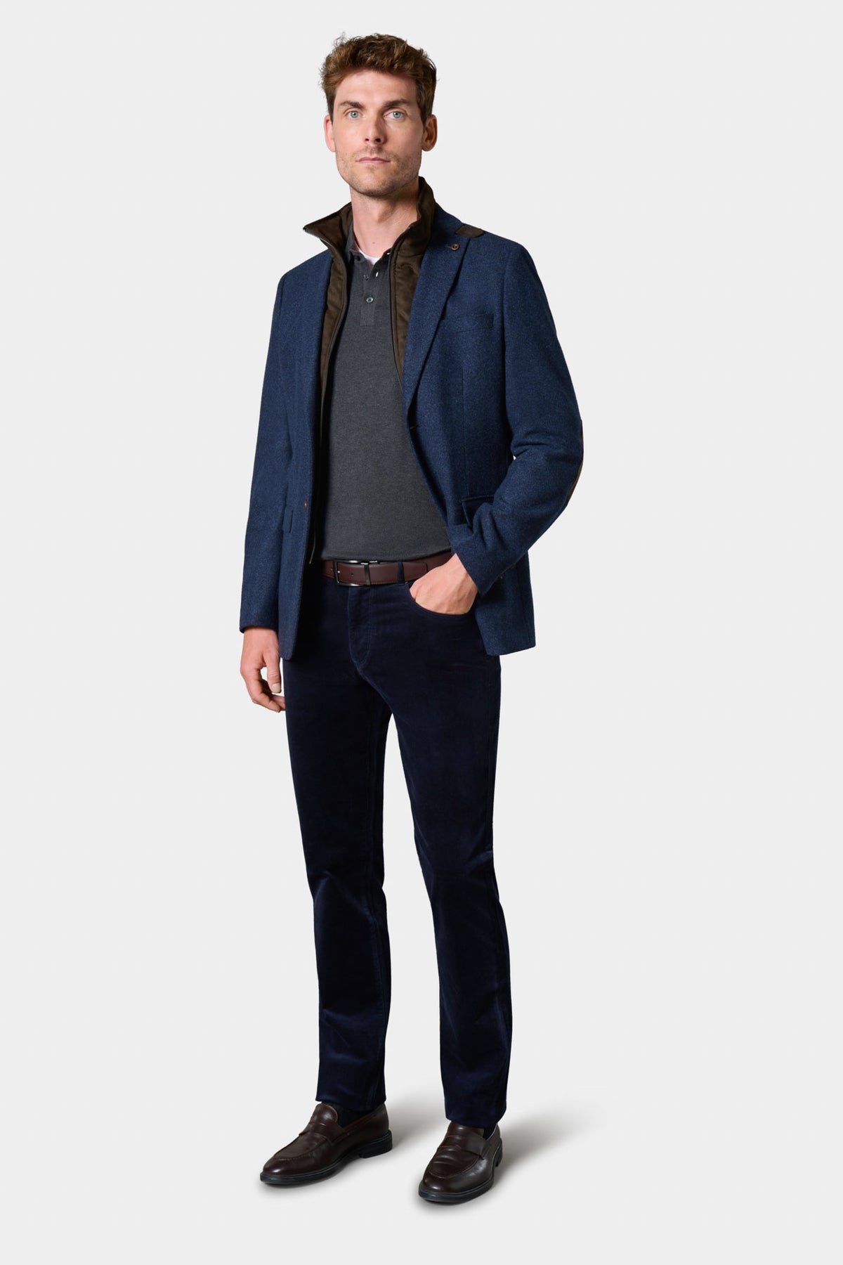Veste en tweed de laine à plastron amovible