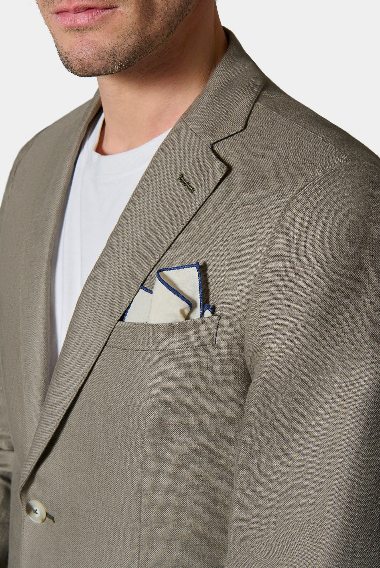 Veste décontractée, natté pur lin Jerem, col cranté, intérieur semi-doublé
