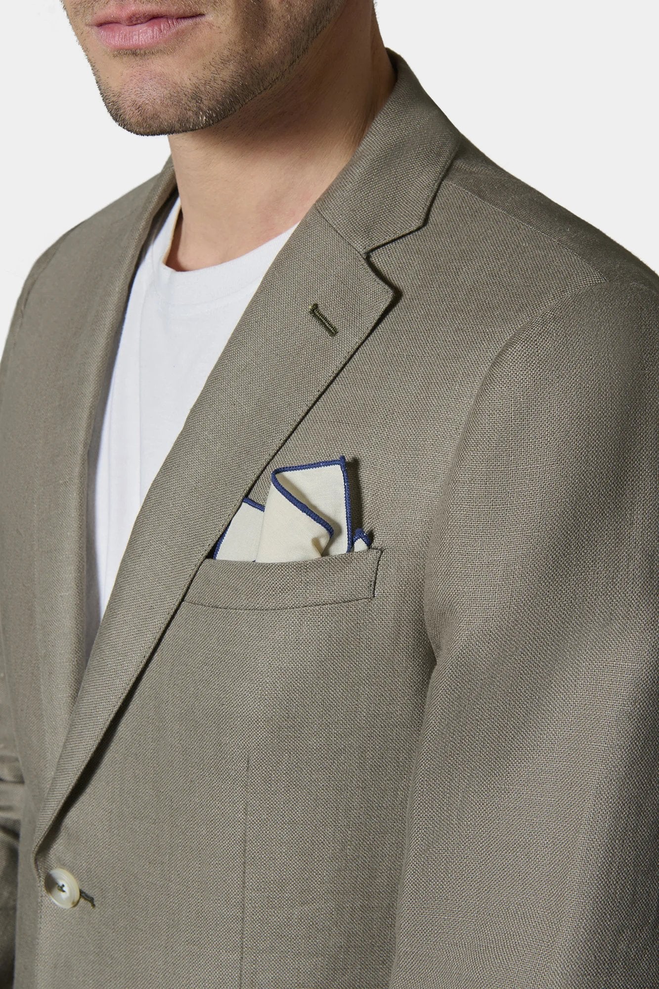 Veste décontractée, natté pur lin Jerem, col cranté, intérieur semi-doublé