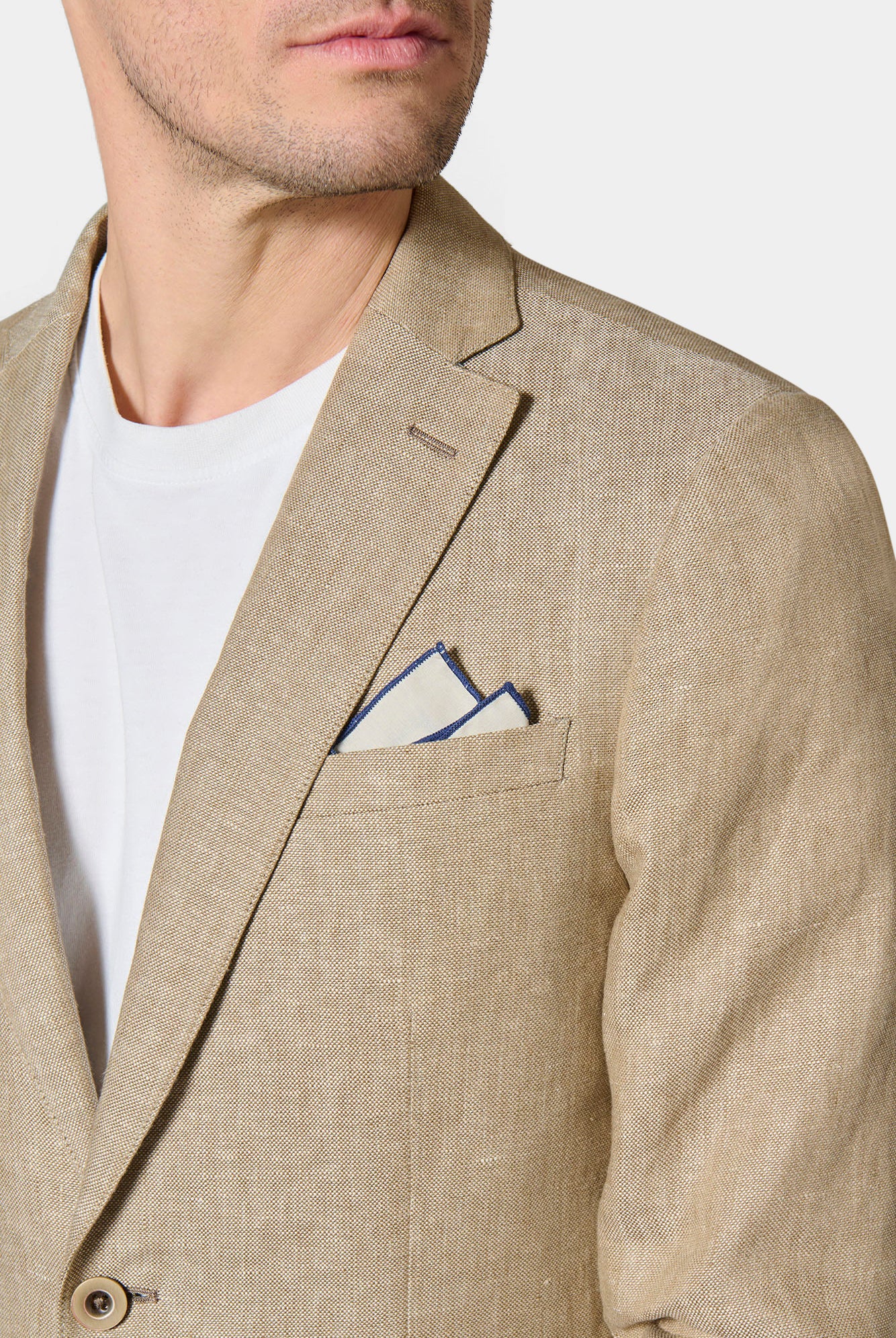 Veste décontractée, natté pur lin Jerem, boutons de poignet, coupe droite